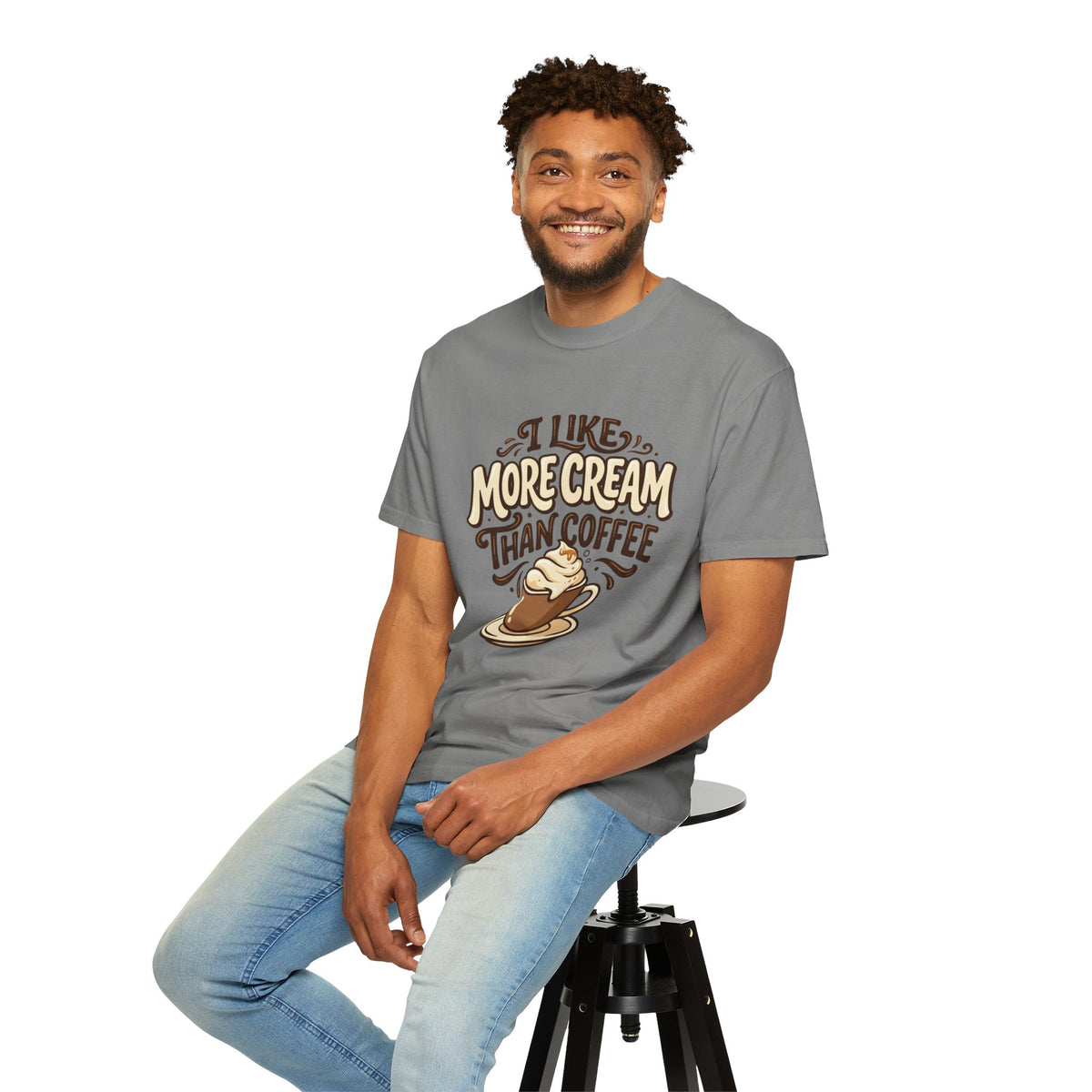 Coffee Tee — "I Like More Cream Than Coffee" Graphic T-Shirt