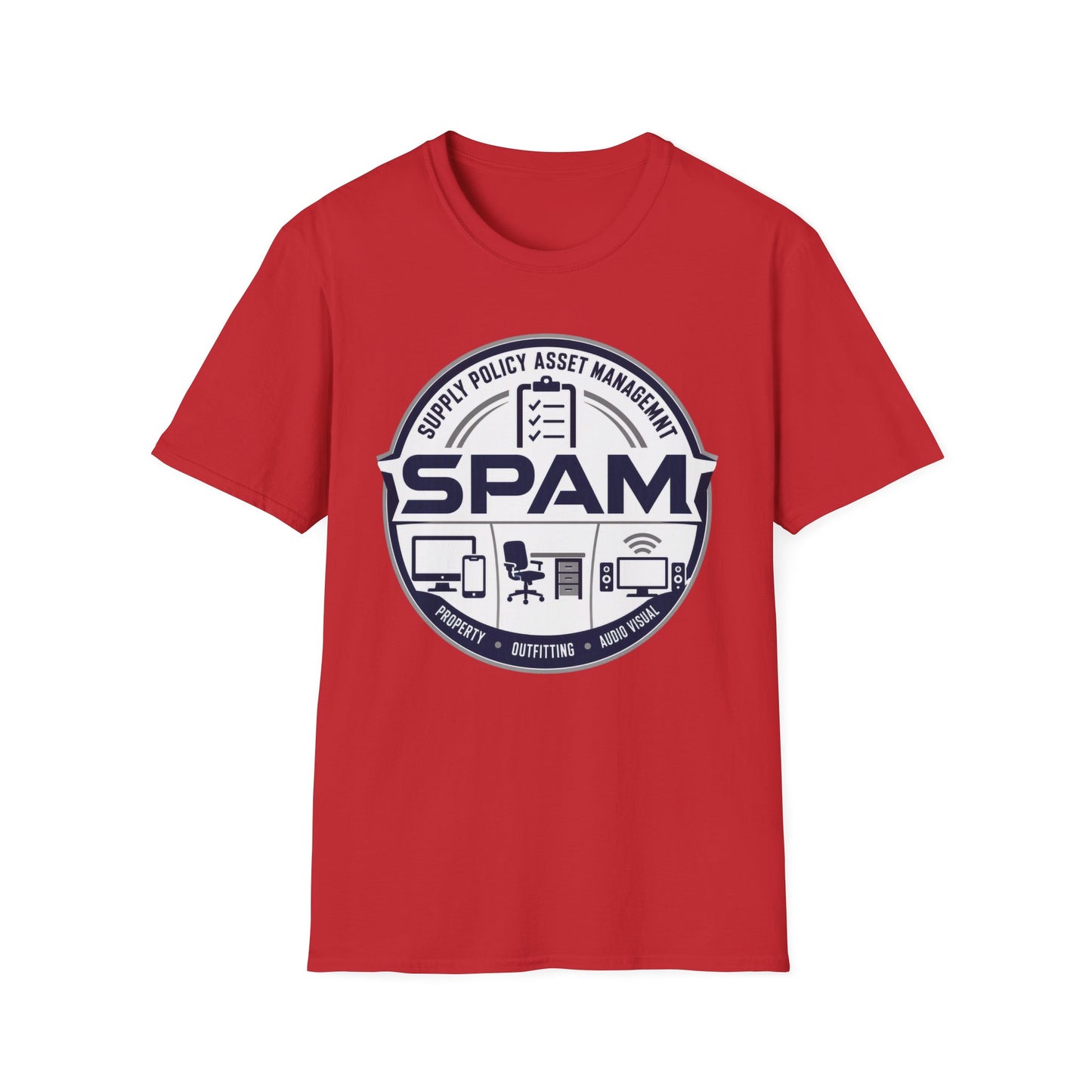 SPAM Supply Policy Asset Management T-Shirt — Logistics/ IT / Admin Graphic Tee