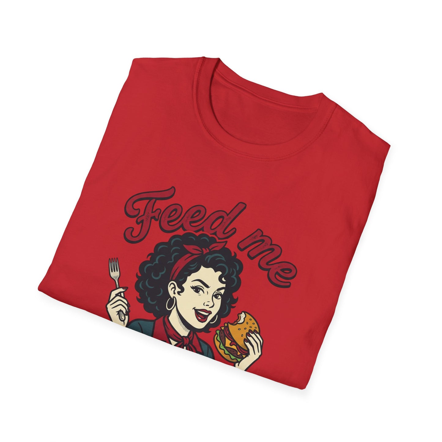 Feed Me Eat Me T-Shirt — Retro Pinup Burger Graphic Tee Printify
