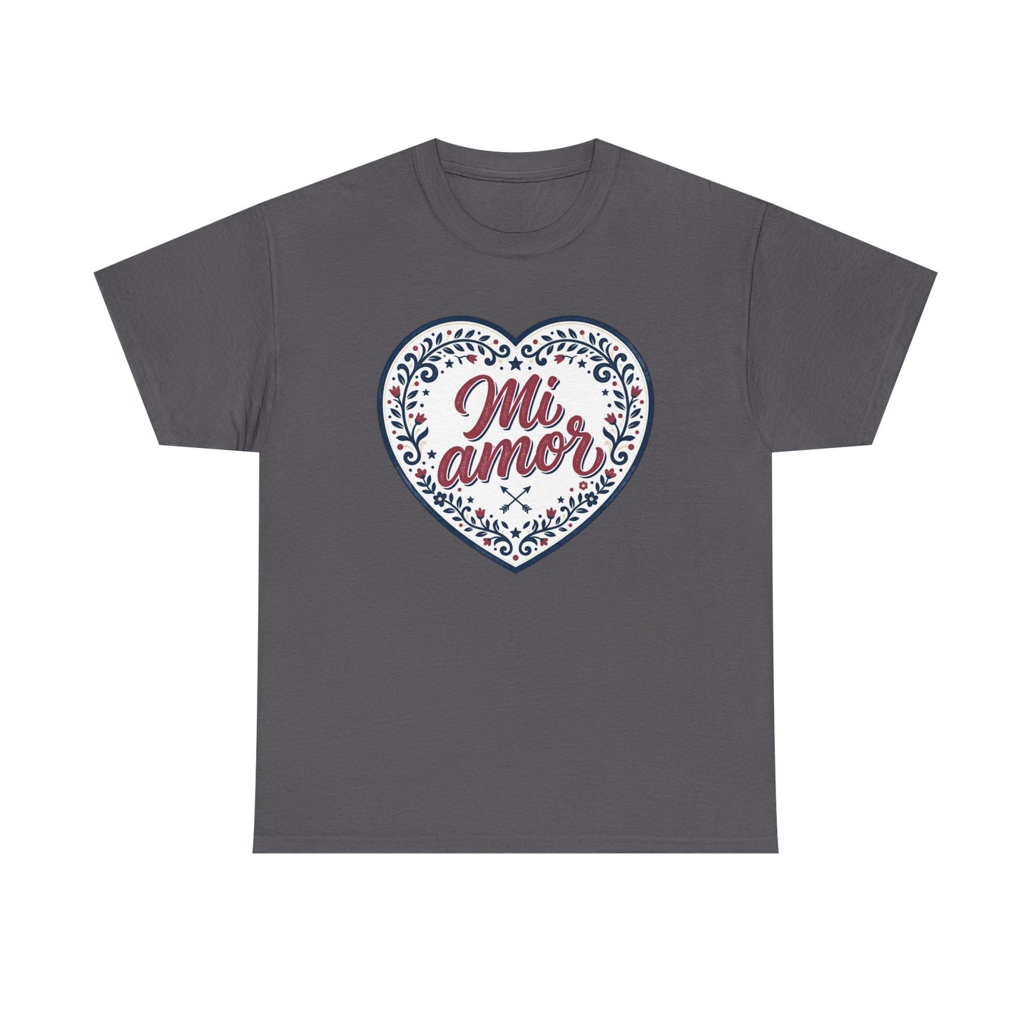 Mi Amor Heart T-Shirt — Romantic Floral Graphic Tee for Valentine’s Day
