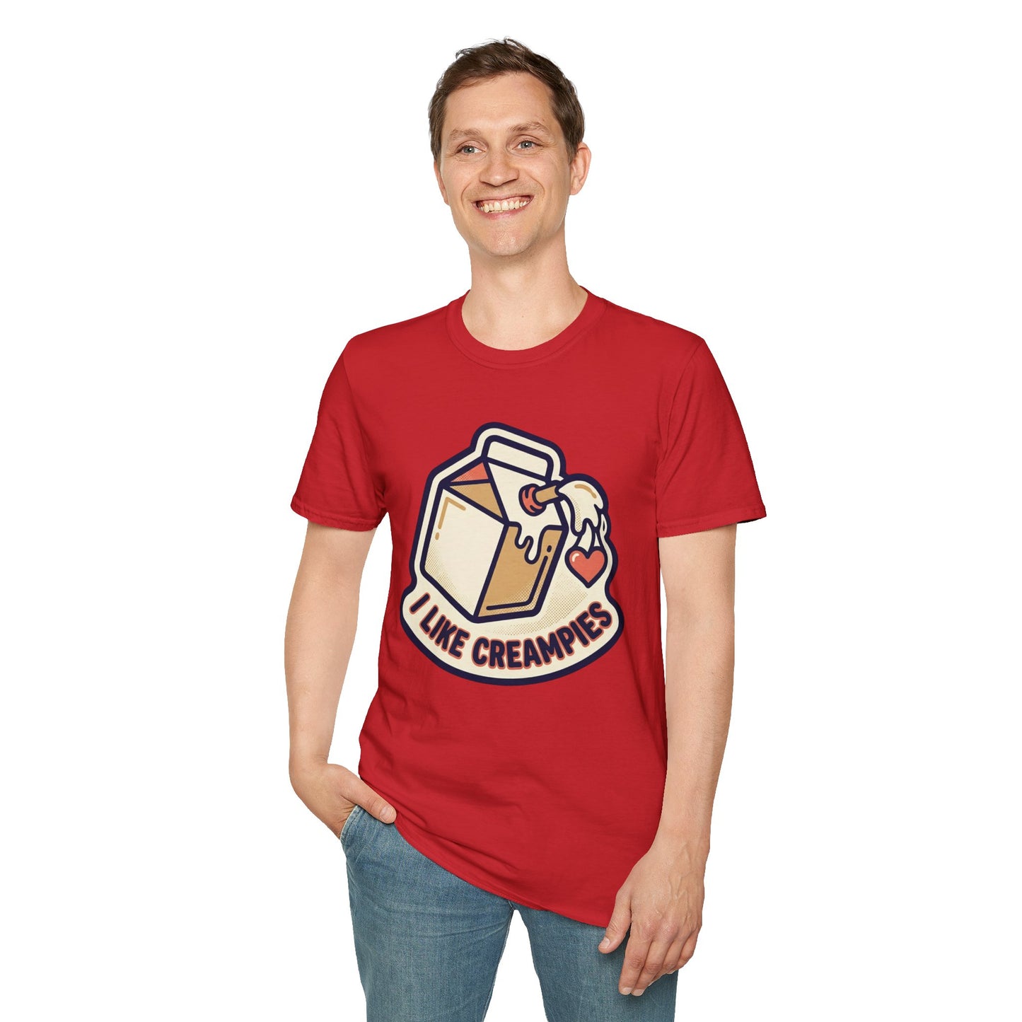 Cream Pie Cartoon T-Shirt — "I Like Creampies" Retro Milk Carton Graphic Tee