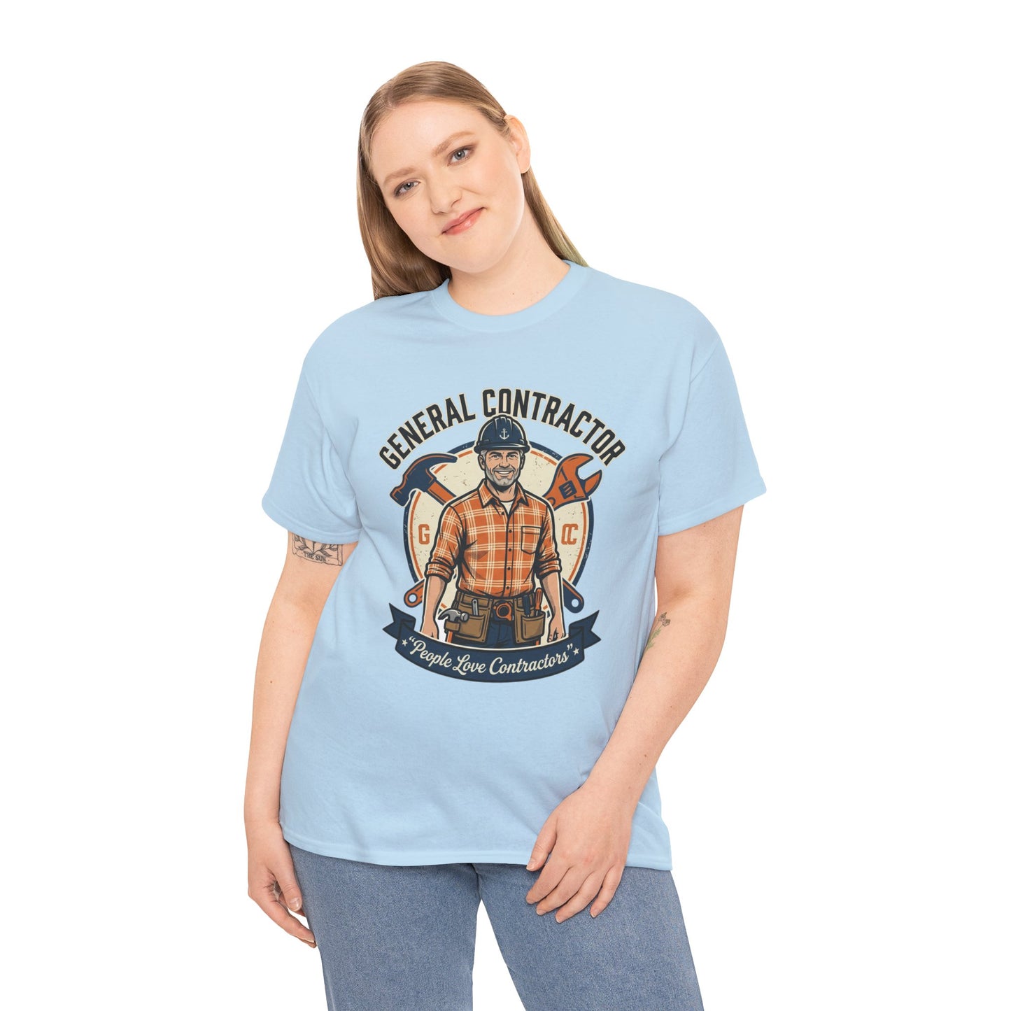 General Contractor T-Shirt — Vintage Construction Worker Logo Tee Printify