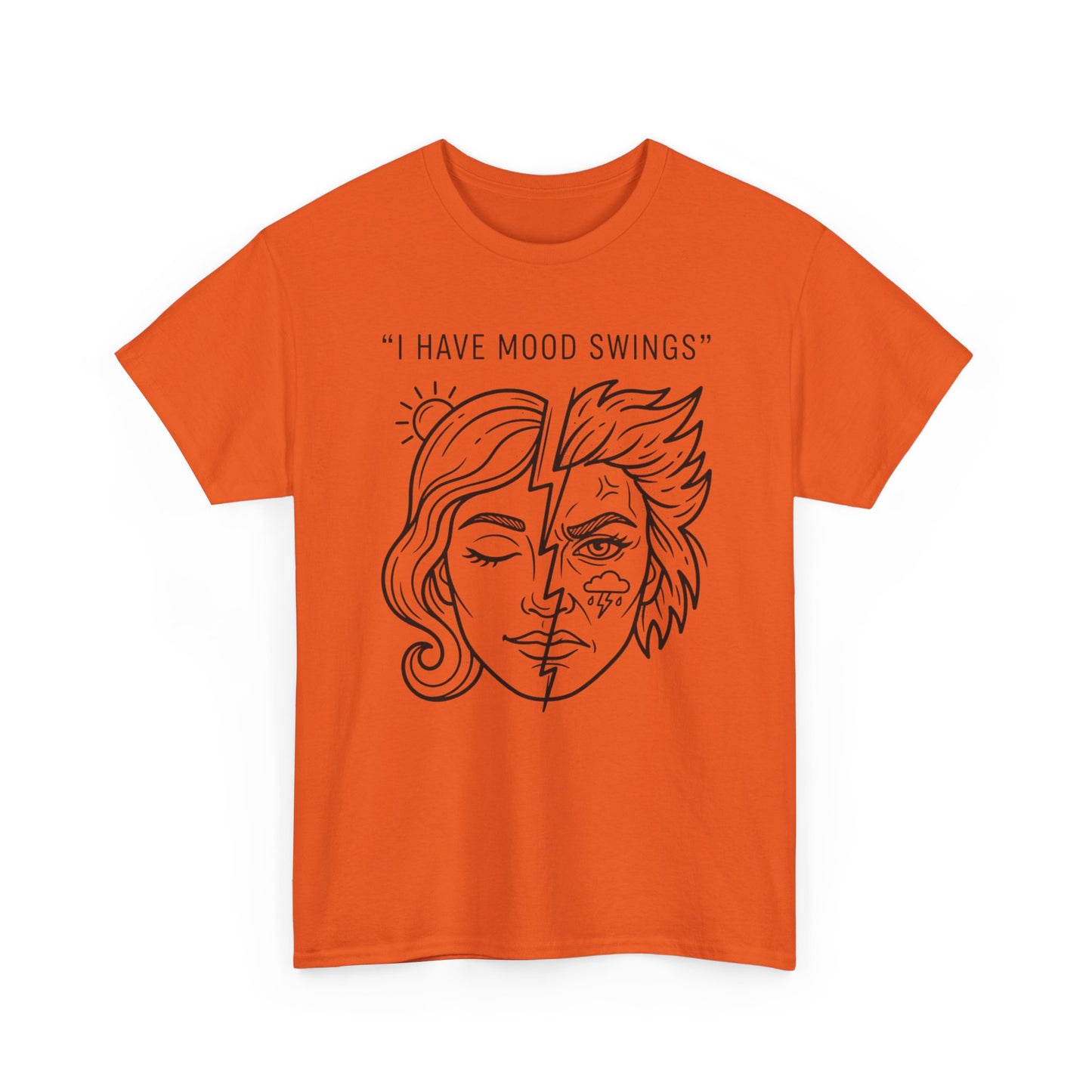 Mood Swings Graphic Tee — Split Face Line Art "I Have Mood Swings" T-Shirt Printify