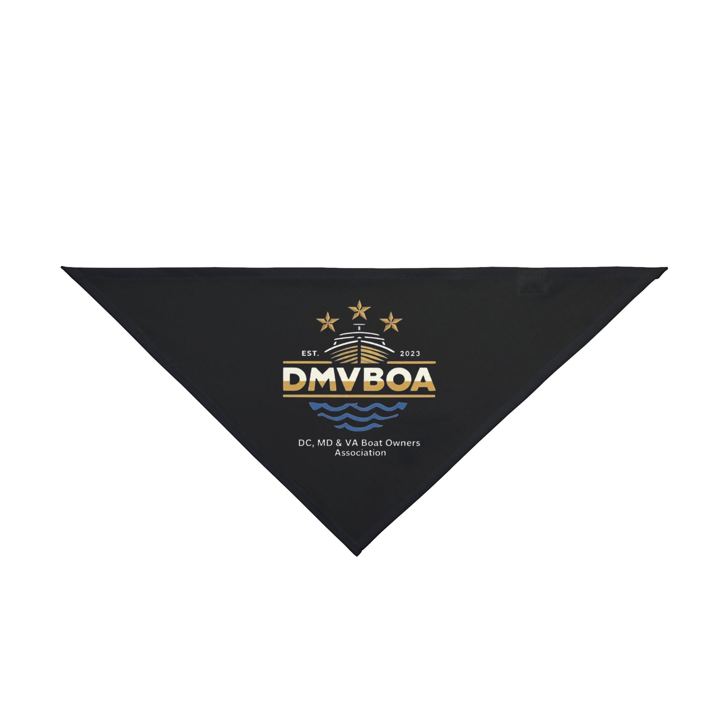 DMV Boat Owners Association Pet Bandana — Nautical Dog Scarf with DMVBOA Logo