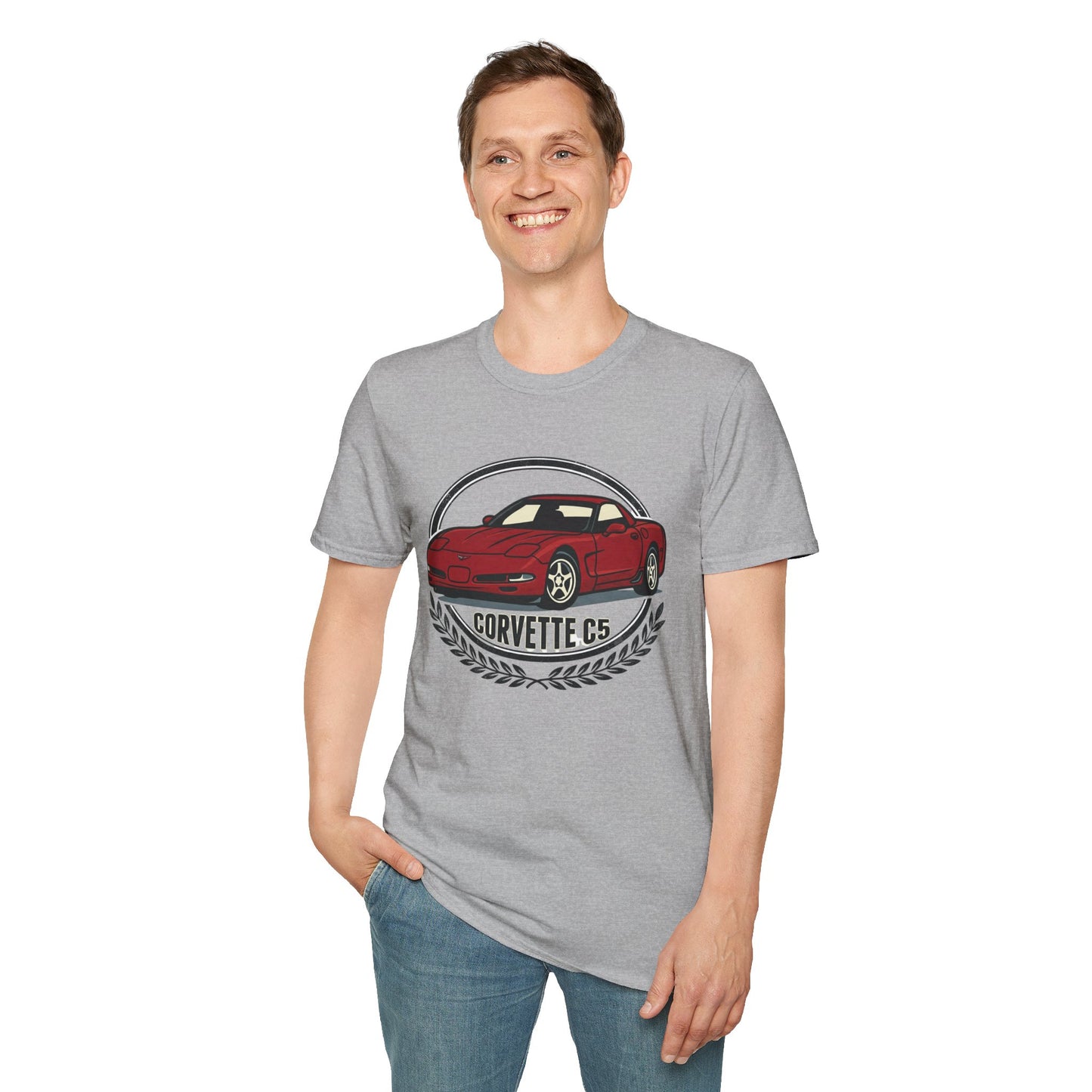 Corvette C5 T-Shirt – Classic Red Sports Car Crewneck for Car Enthusiasts