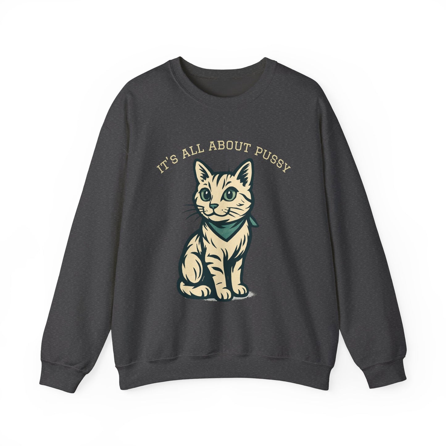 Cute Kitten Pullover Sweatshirt — Vintage Cat Illustration Crewneck