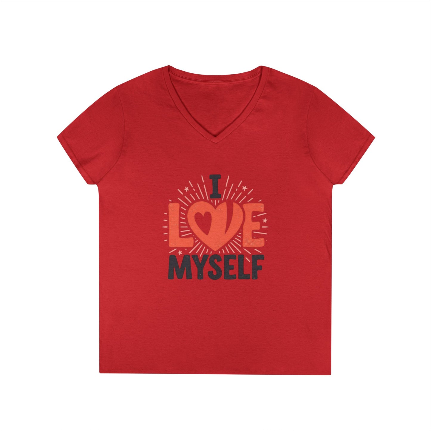 I Love Myself V-Neck Tee — Self-Love Women's T-Shirt Printify