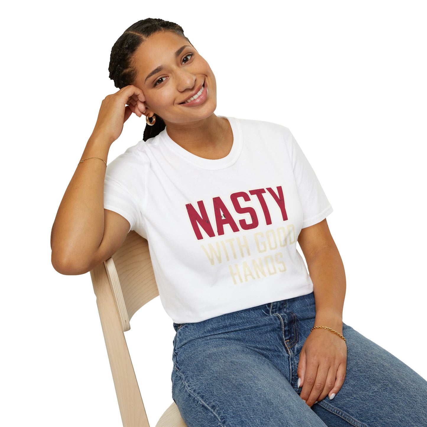 "NASTY With Good Hands" Bold Lettering Graphic Tee