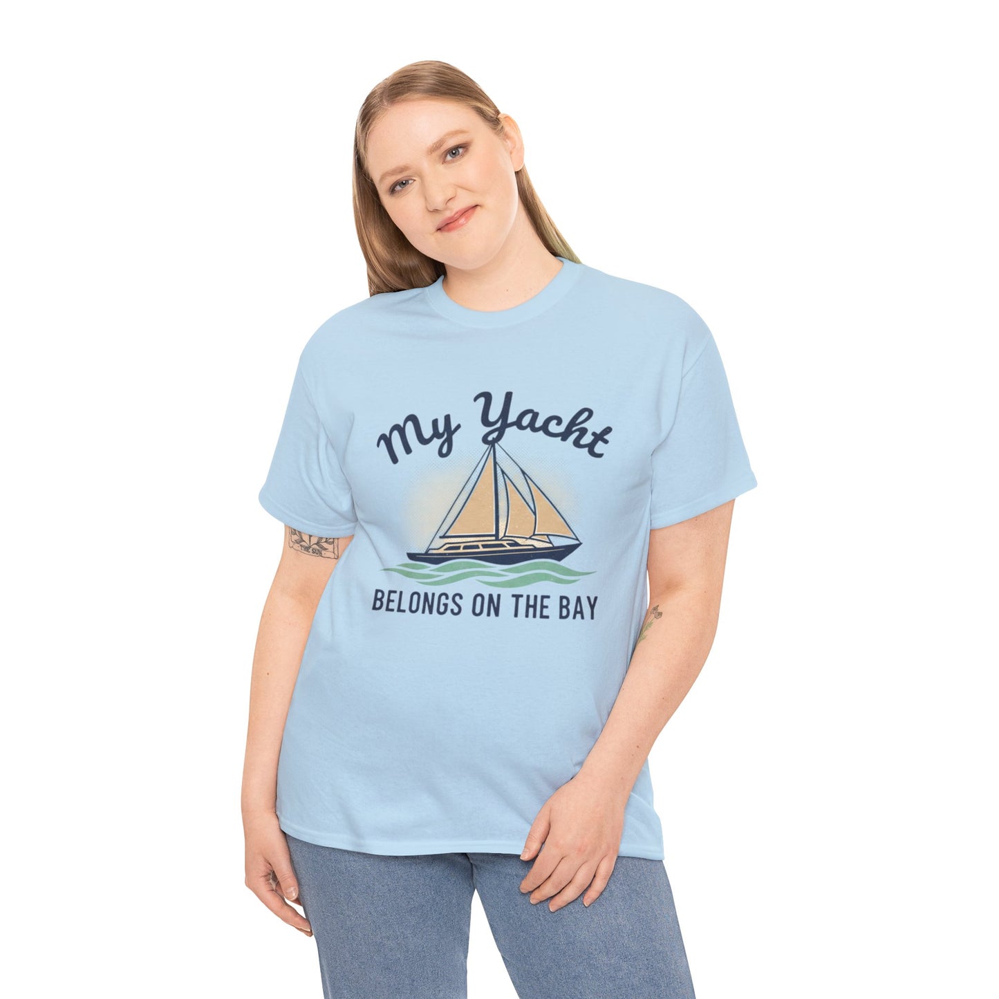 Sailboat Graphic Tee - "My Yacht Belongs on the Bay" Casual Nautical T-Shirt
