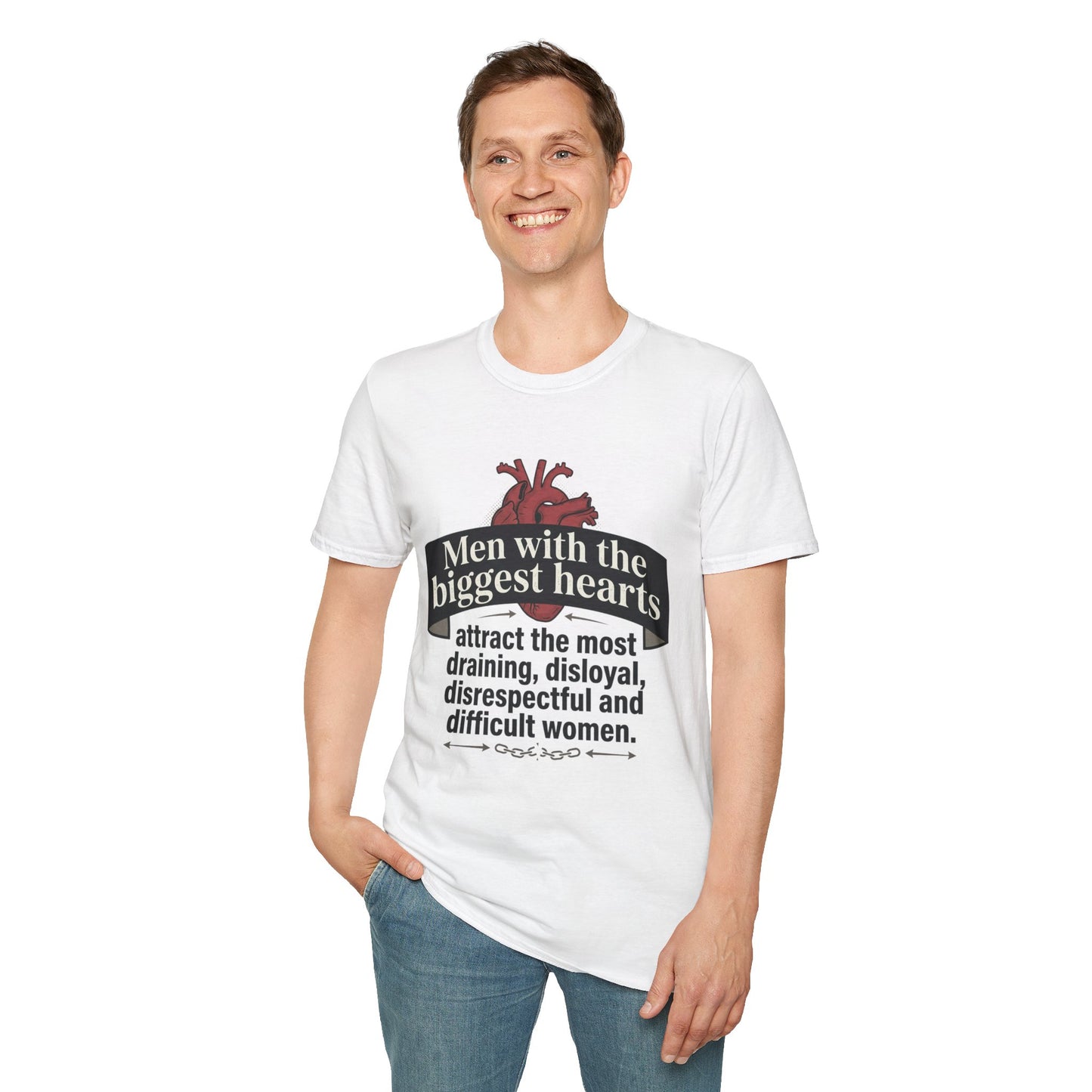 "Men with the Biggest Hearts" Funny Sarcastic Graphic Tee Printify