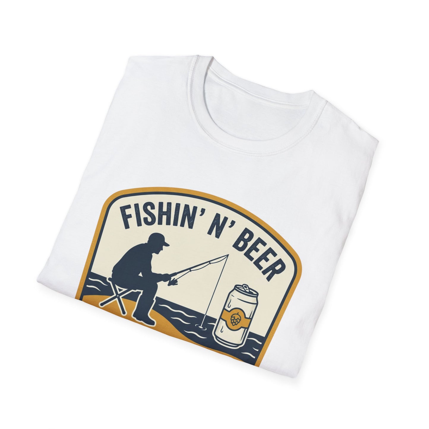 Fishing N' Beer T-Shirt — "Fishin' N' Beer That's Why I'm Here" Fishing Graphic Shirt
