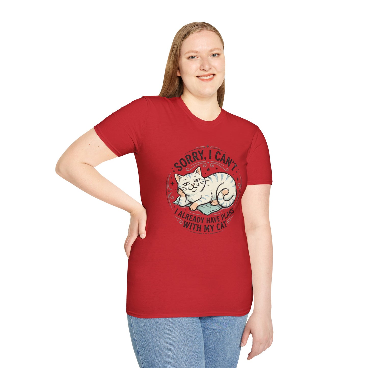 "Sorry, I Can’t — I Already Have Plans With My Cat" Cute Cat Graphic Tee