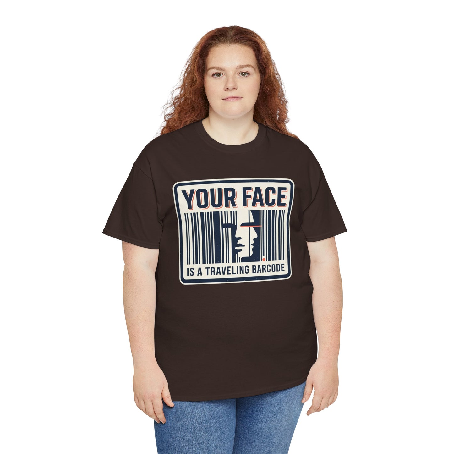 "Your Face Is a Traveling Barcode" Graphic Tee