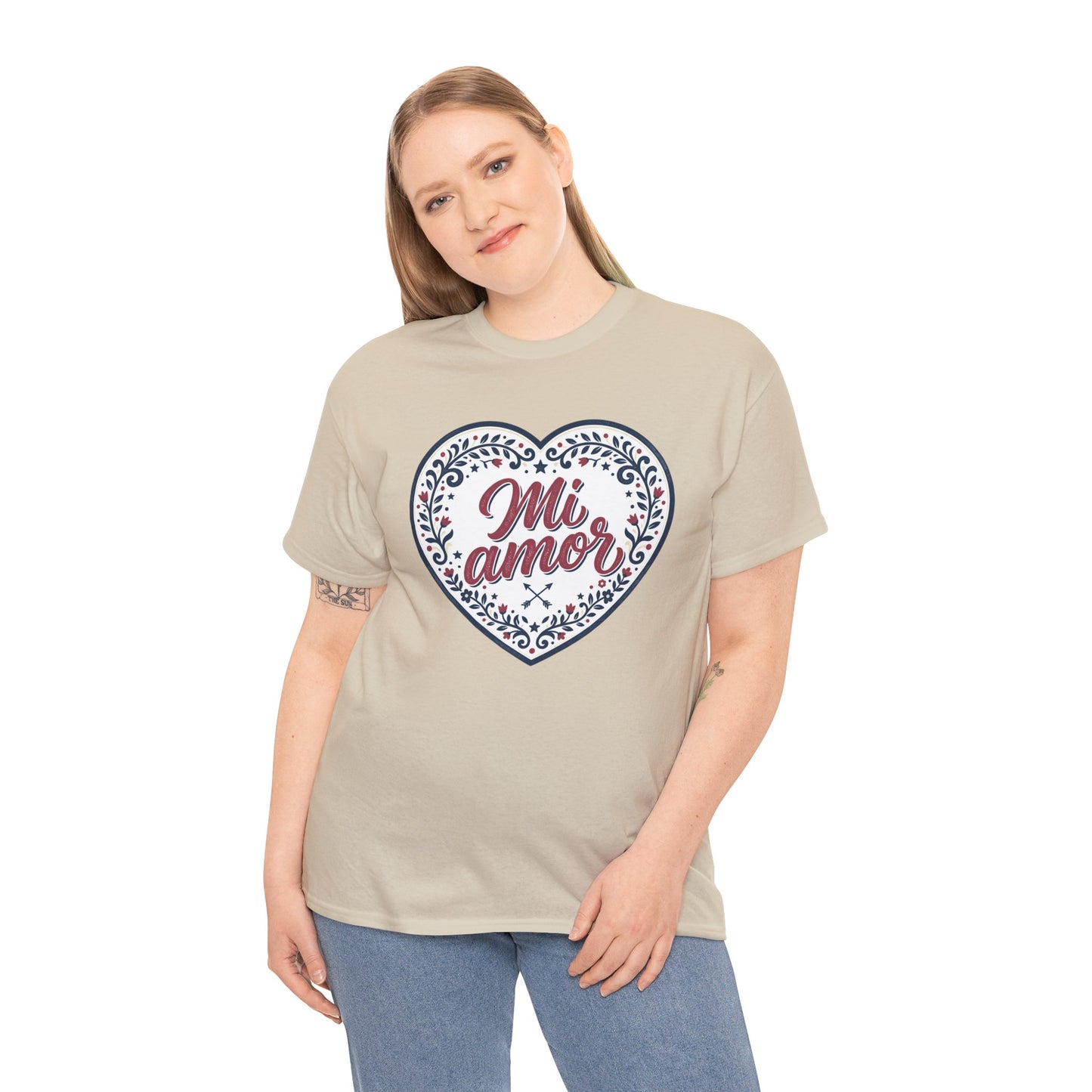 Mi Amor Heart T-Shirt — Romantic Floral Graphic Tee for Valentine’s Day