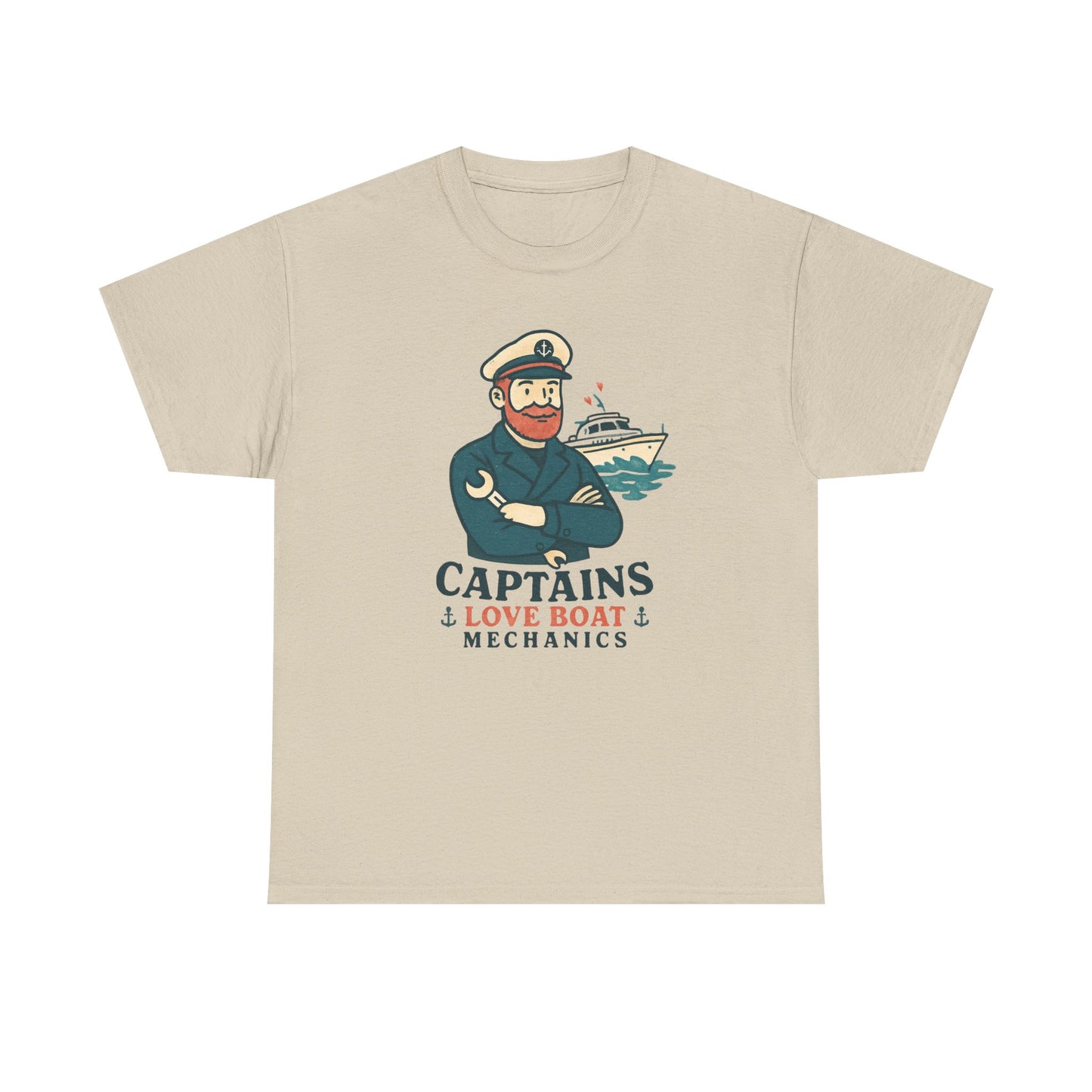 Captain Mechanics T‑Shirt — "Captains Love Boat Mechanics" Nautical Crew Tee