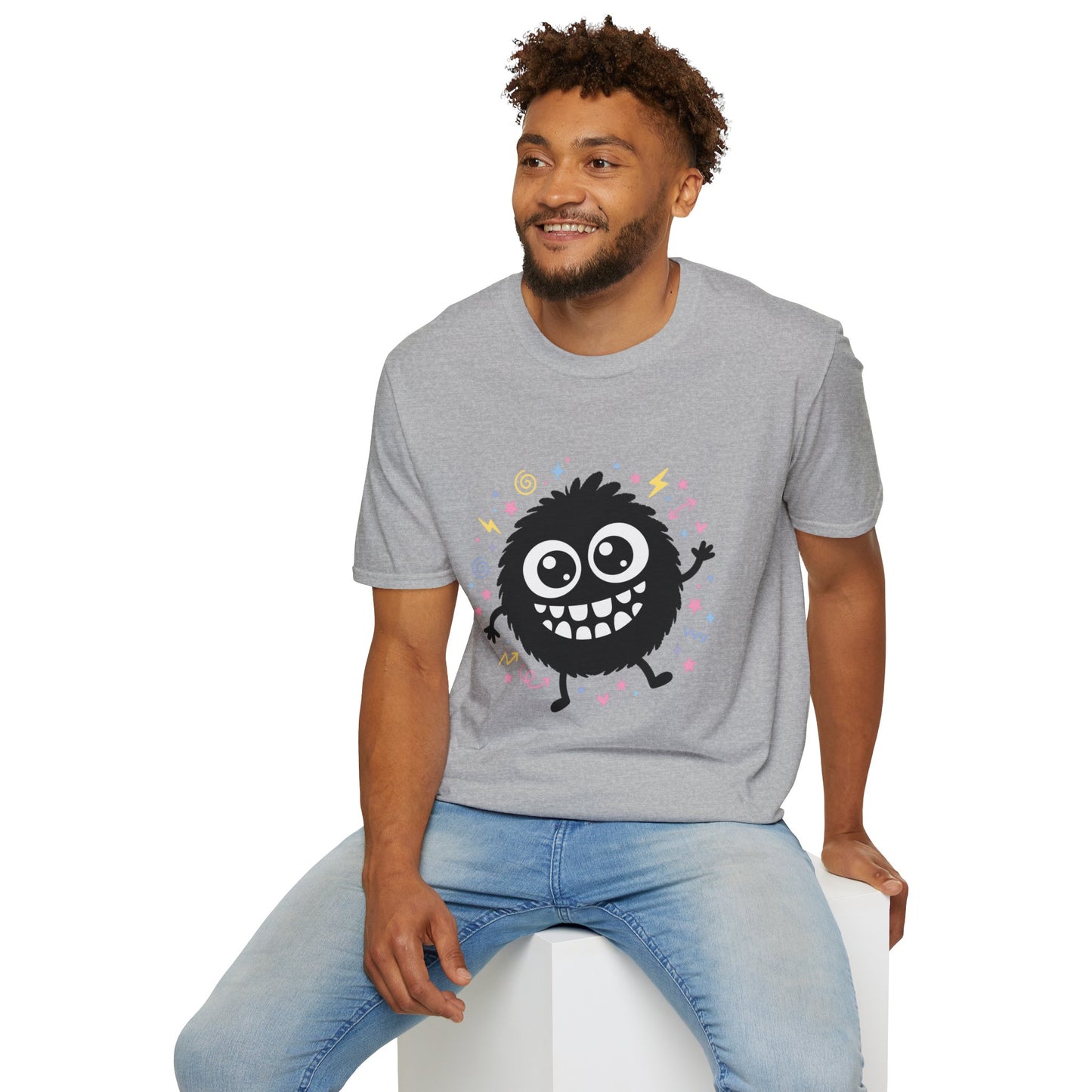 Cute Fuzzy Monster T-Shirt — Playful Cartoon Graphic Tee for Kids & Adults