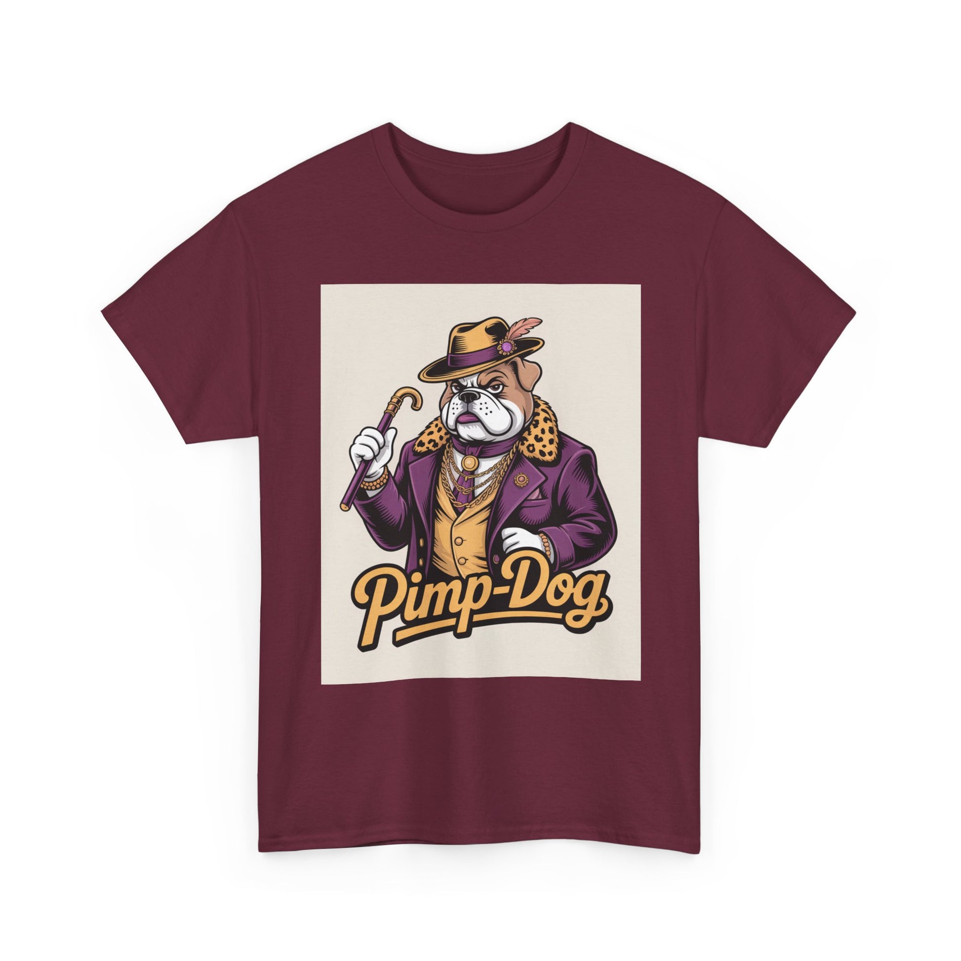 Pimp-Dog Graphic Tee — Retro Bulldog Character Shirt Printify