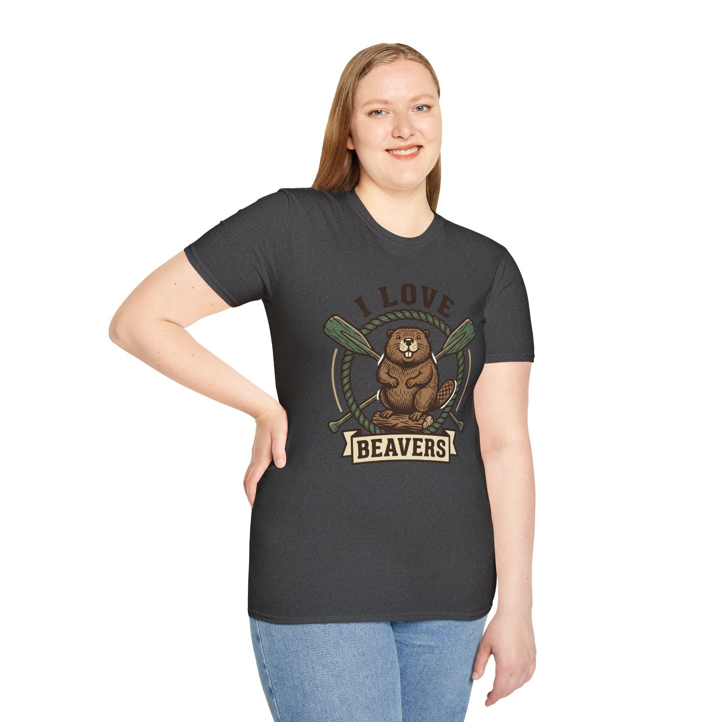 I Love Beavers T-Shirt — Cute Vintage Beaver Graphic Tee with Oars
