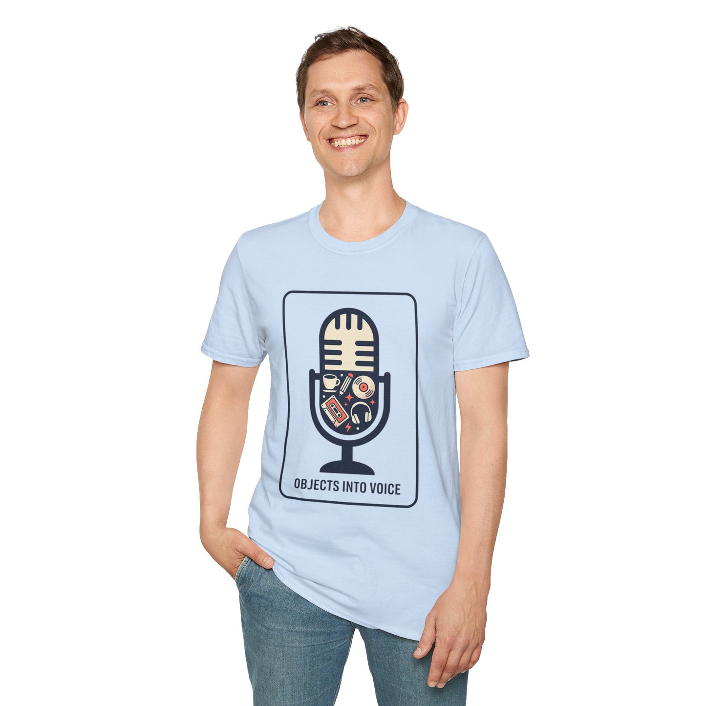 Microphone Graphic T-Shirt — “Objects Into Voice” Podcast Tee