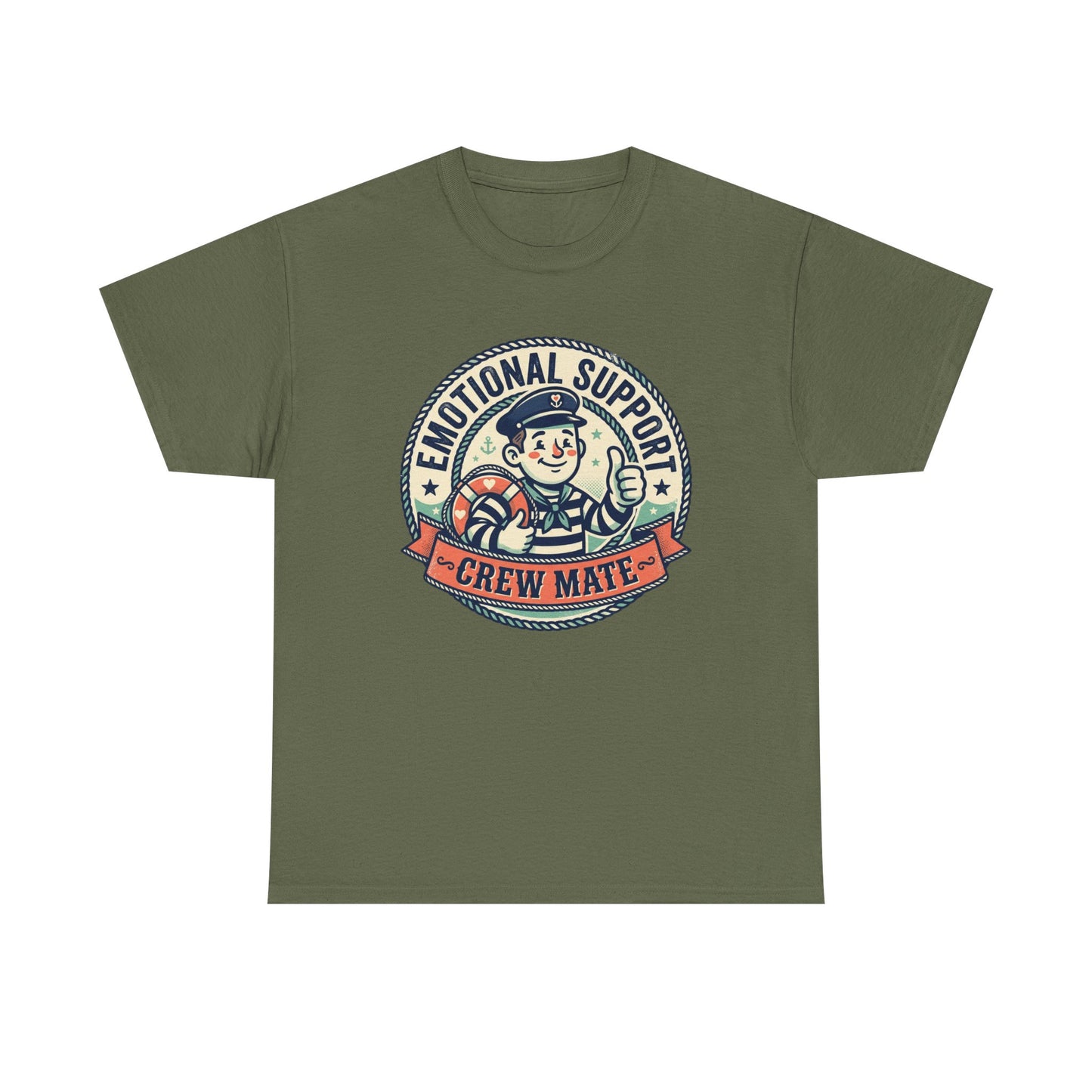 Emotional Support Crew Mate T‑Shirt — Retro Nautical Crewmate Tee Printify