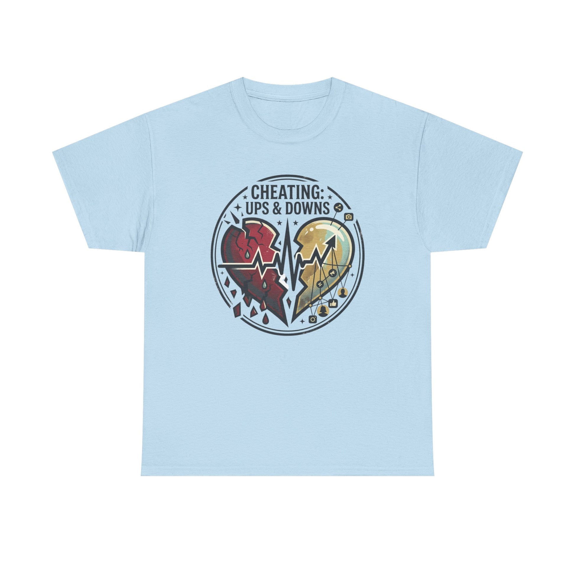 Cheating: Ups & Downs Broken Heart Graphic Tee Printify