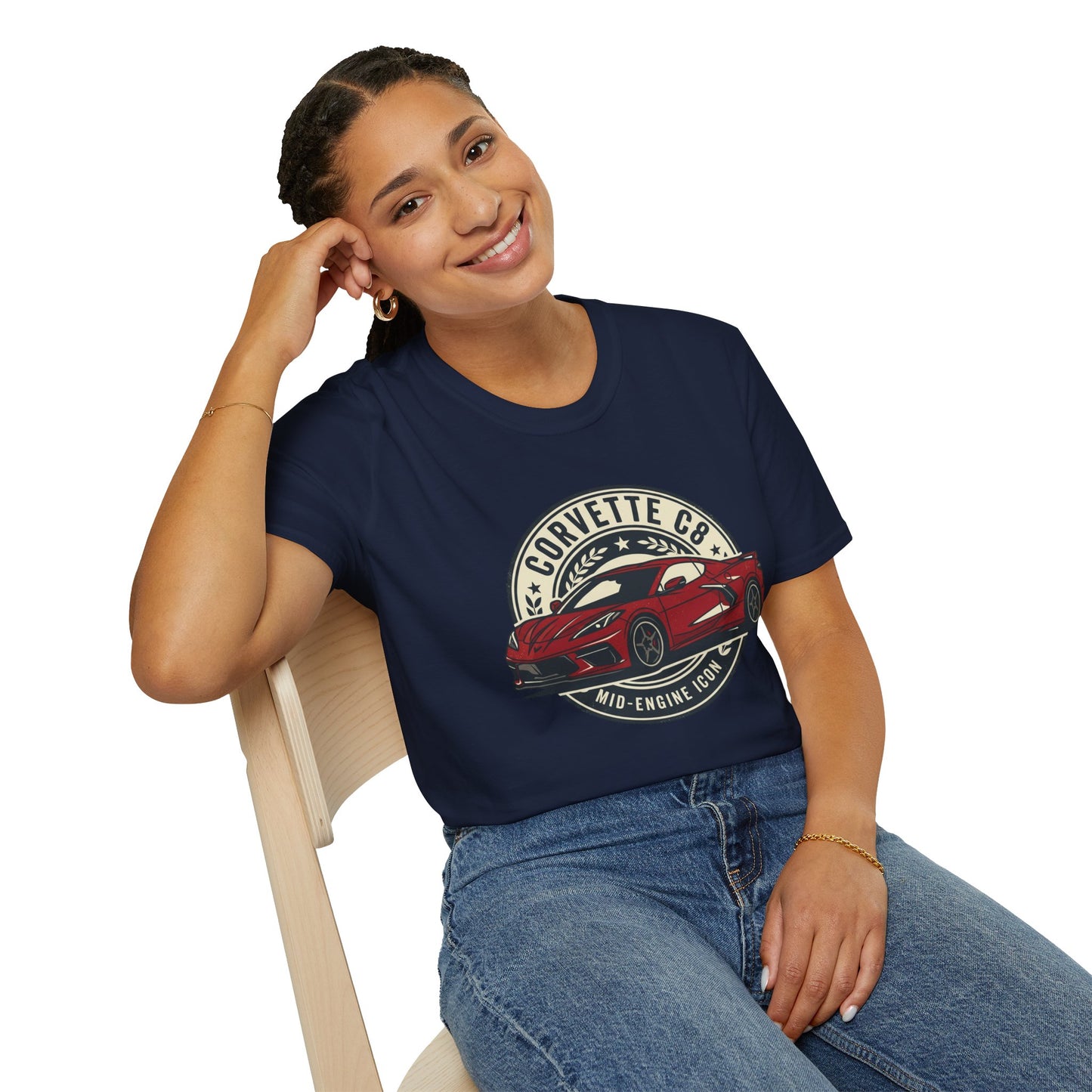 Corvette C8 Tee — Red Mid‑Engine Icon Car Shirt