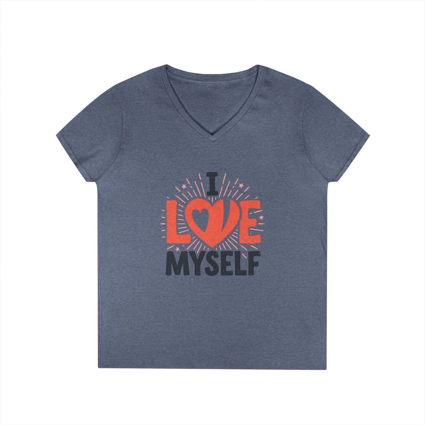 I Love Myself V-Neck Tee — Self-Love Women's T-Shirt Printify