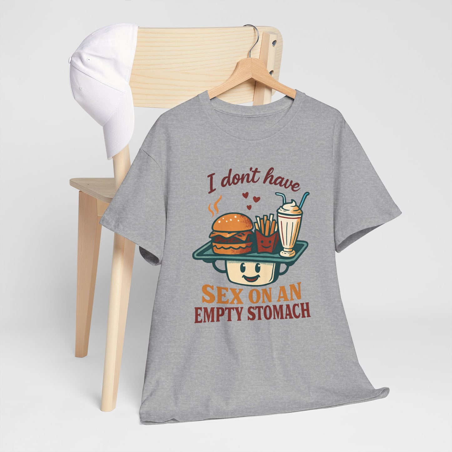 "I Don't Have Sex on an Empty Stomach" Burger & Milkshake Funny T-Shirt