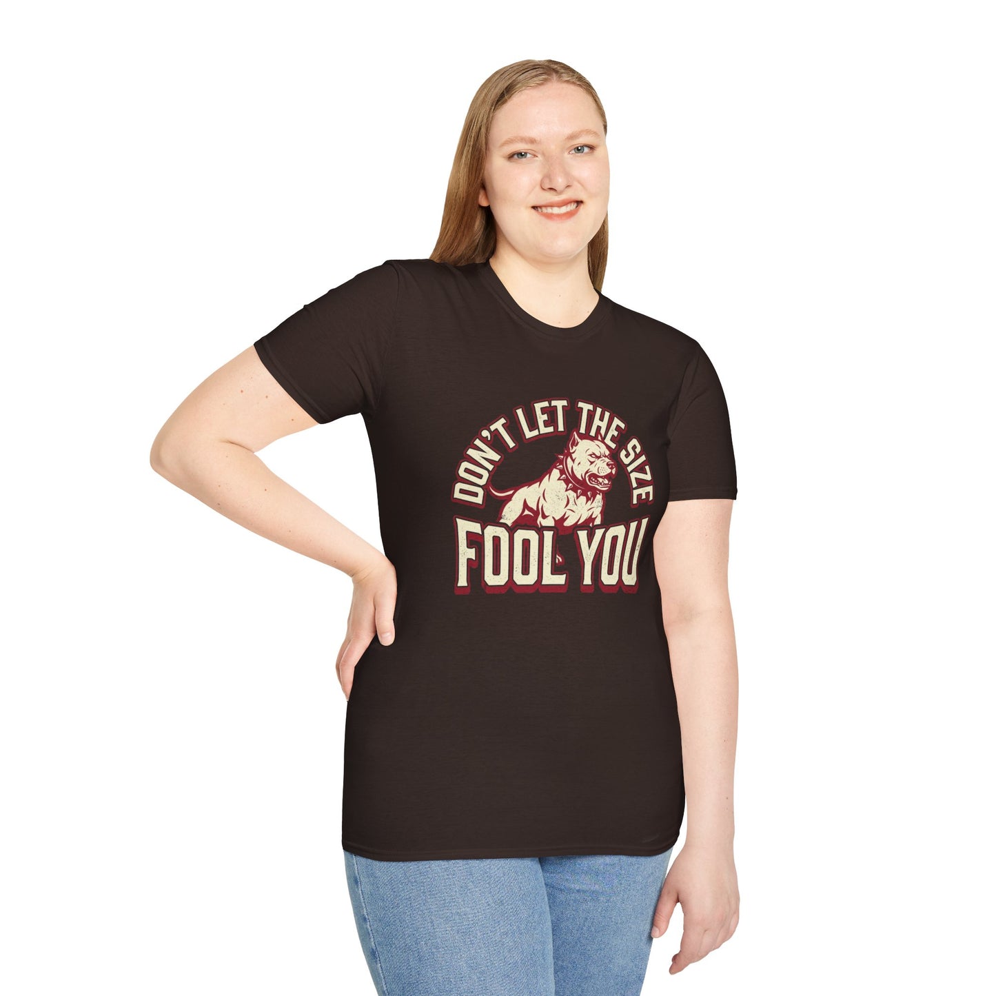 "Don’t Let The Size Fool You" Vintage Dog Tee-Pitbull Graphic T-Shirt