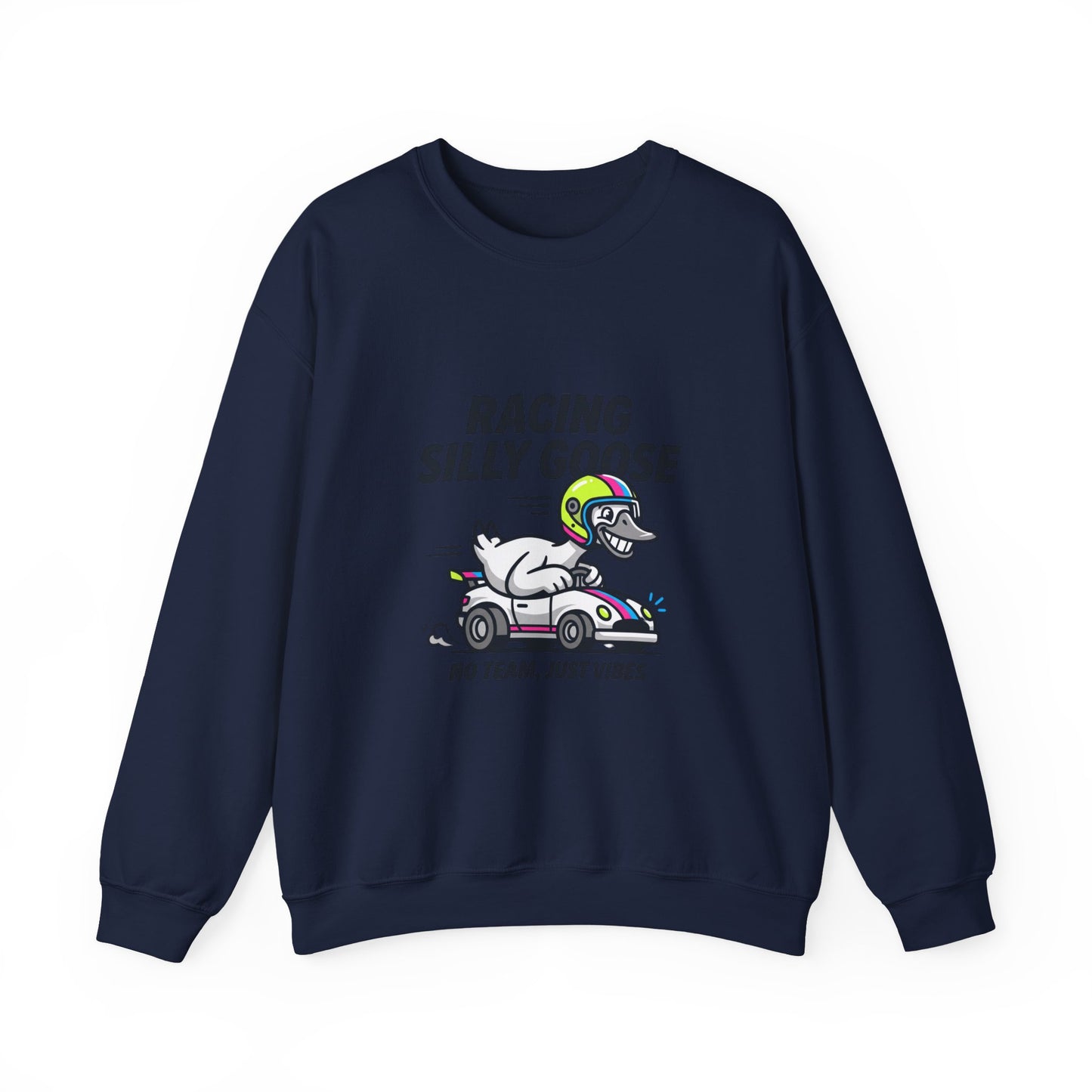 Racing Silly Goose Sweatshirt | motorsport parody, checkered pit crew vibe