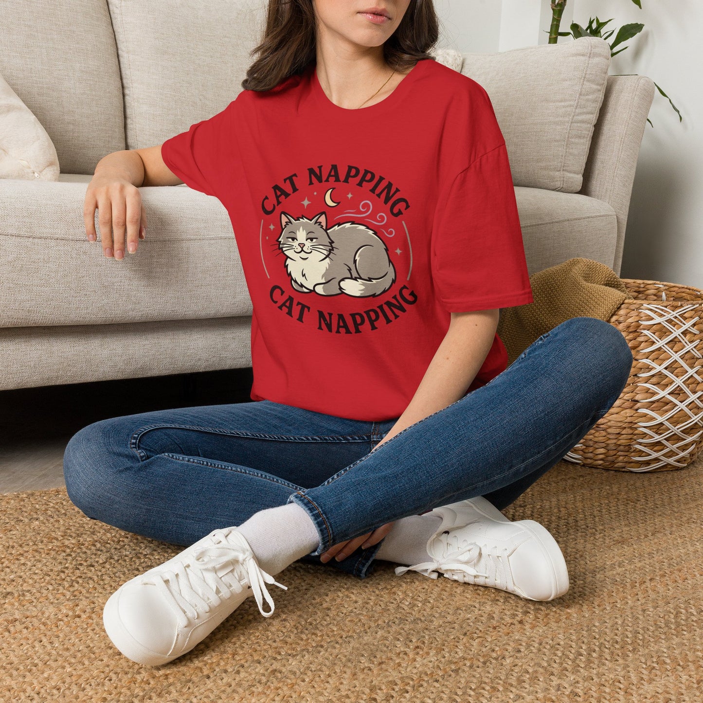 Cat Napping T-Shirt — Cute Sleeping Cat Graphic Tee for Cat Lovers