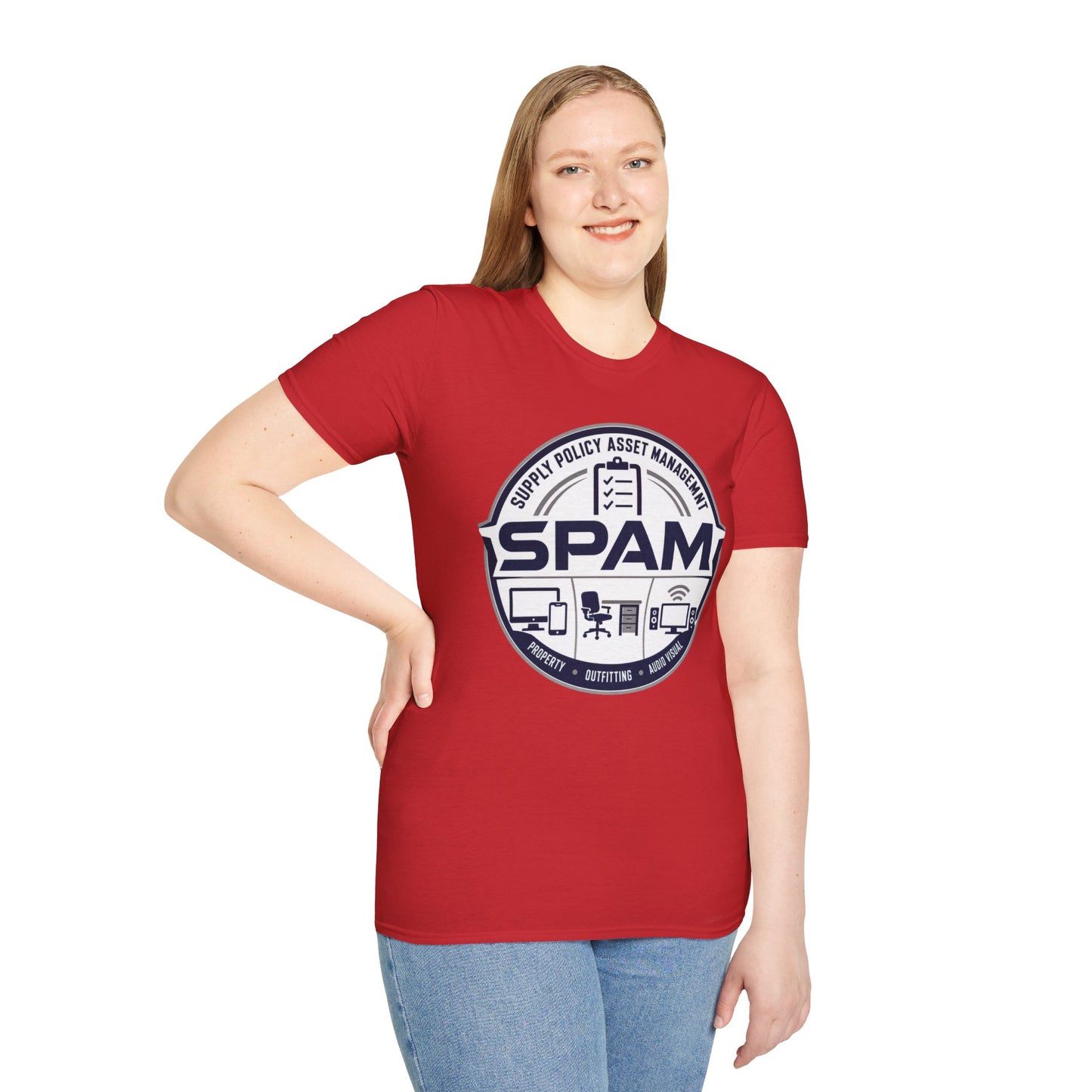 SPAM Supply Policy Asset Management T-Shirt — Logistics/ IT / Admin Graphic Tee