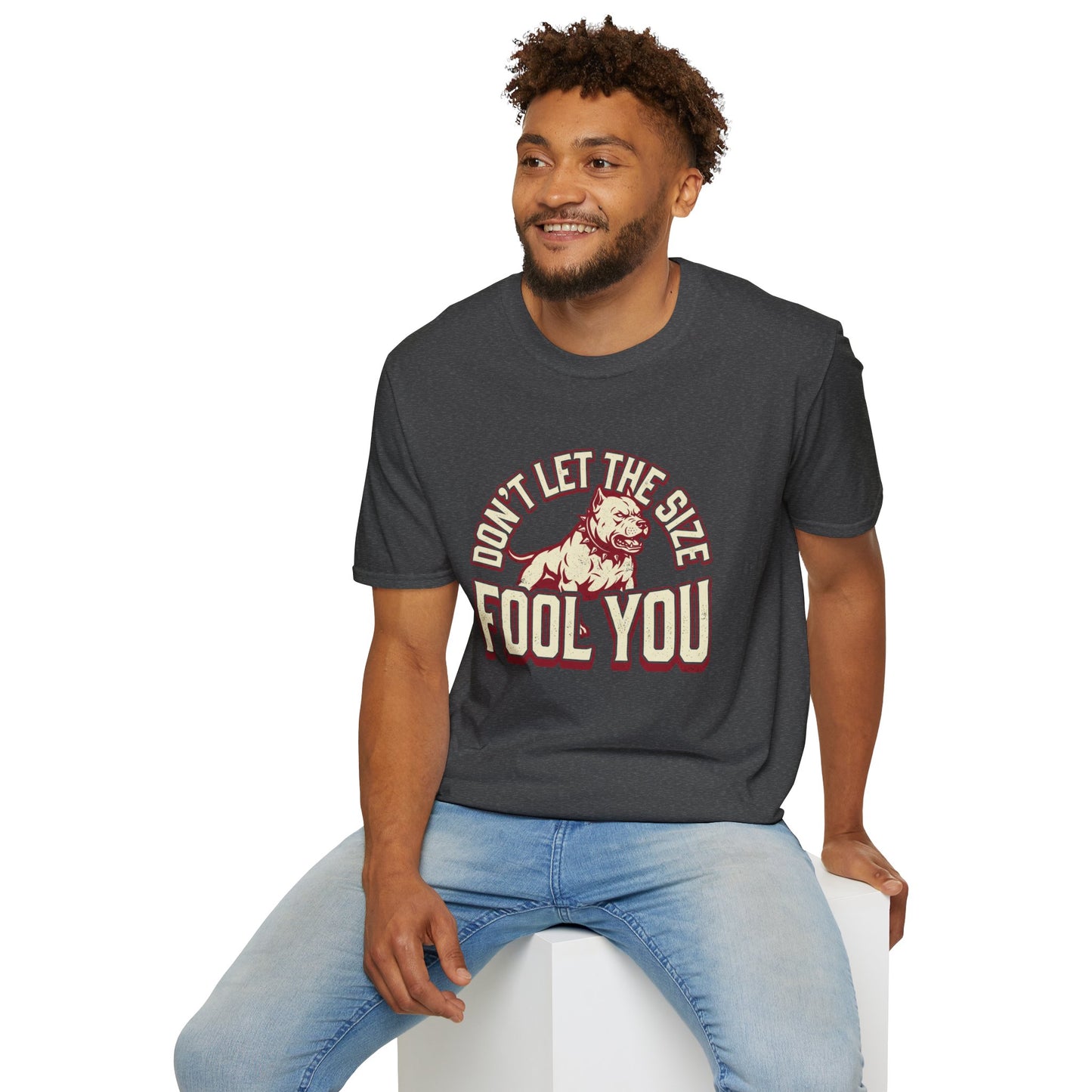 "Don’t Let The Size Fool You" Vintage Dog Tee-Pitbull Graphic T-Shirt