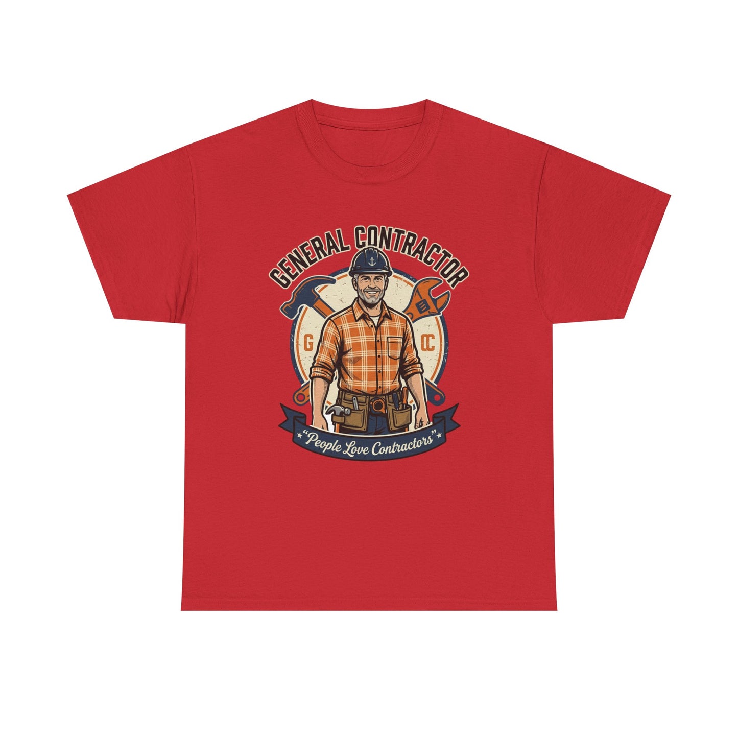 General Contractor T-Shirt — Vintage Construction Worker Logo Tee Printify
