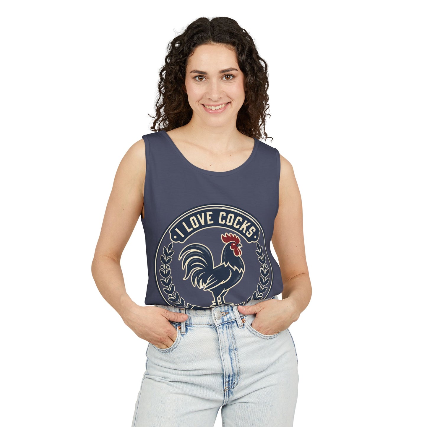 I Love Cocks Rooster Tank — Vintage Farmyard Graphic Tank Top