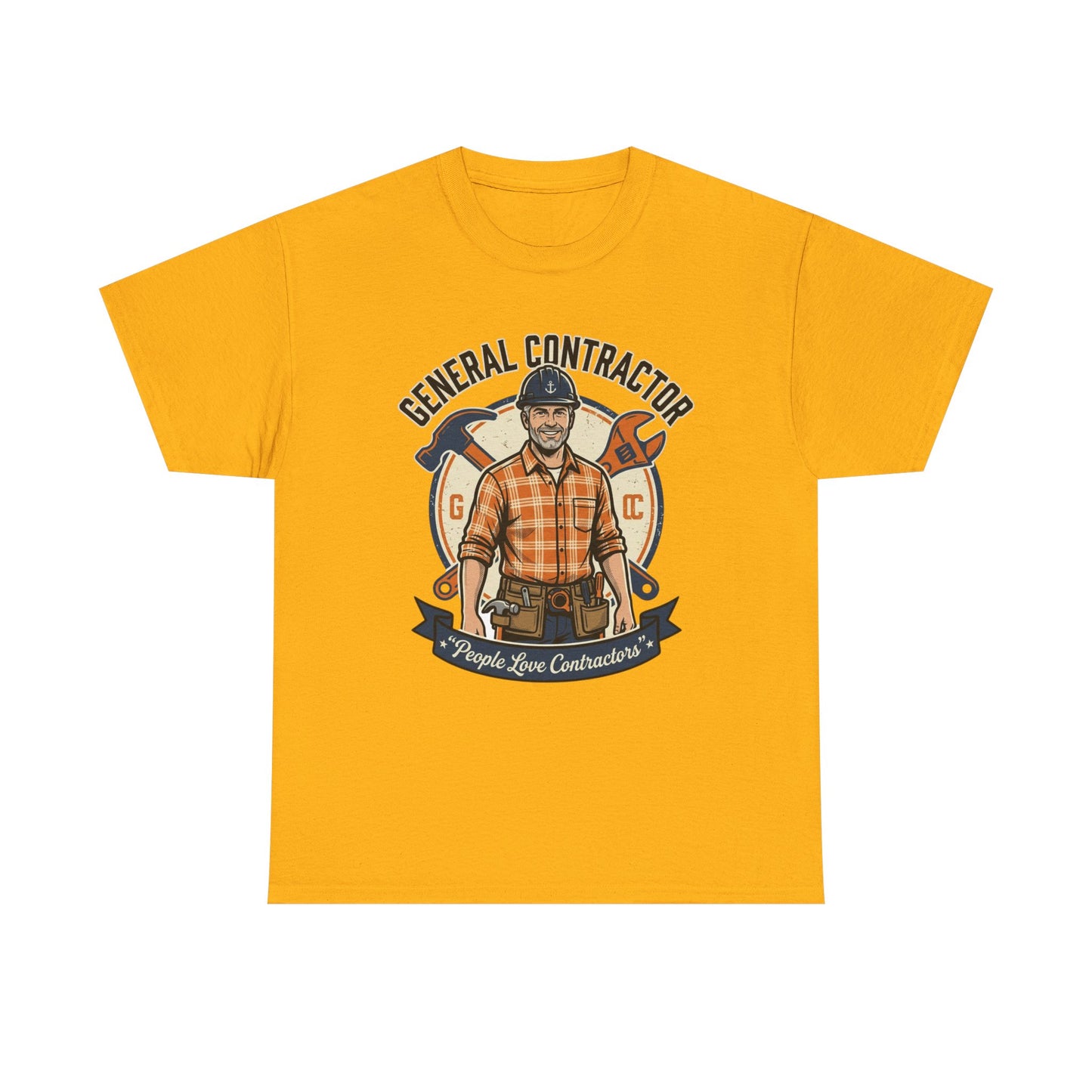 General Contractor T-Shirt — Vintage Construction Worker Logo Tee Printify