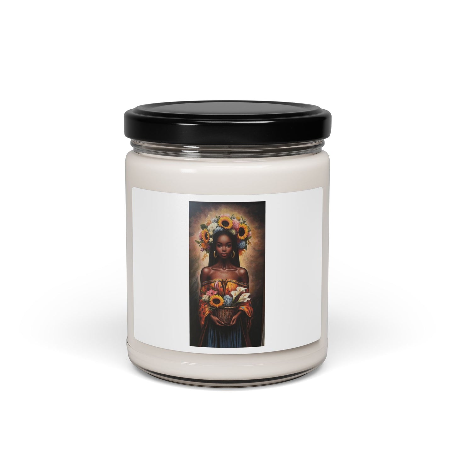Soy Candle — Black Madonna with Sunflowers Scented Jar (9 oz)