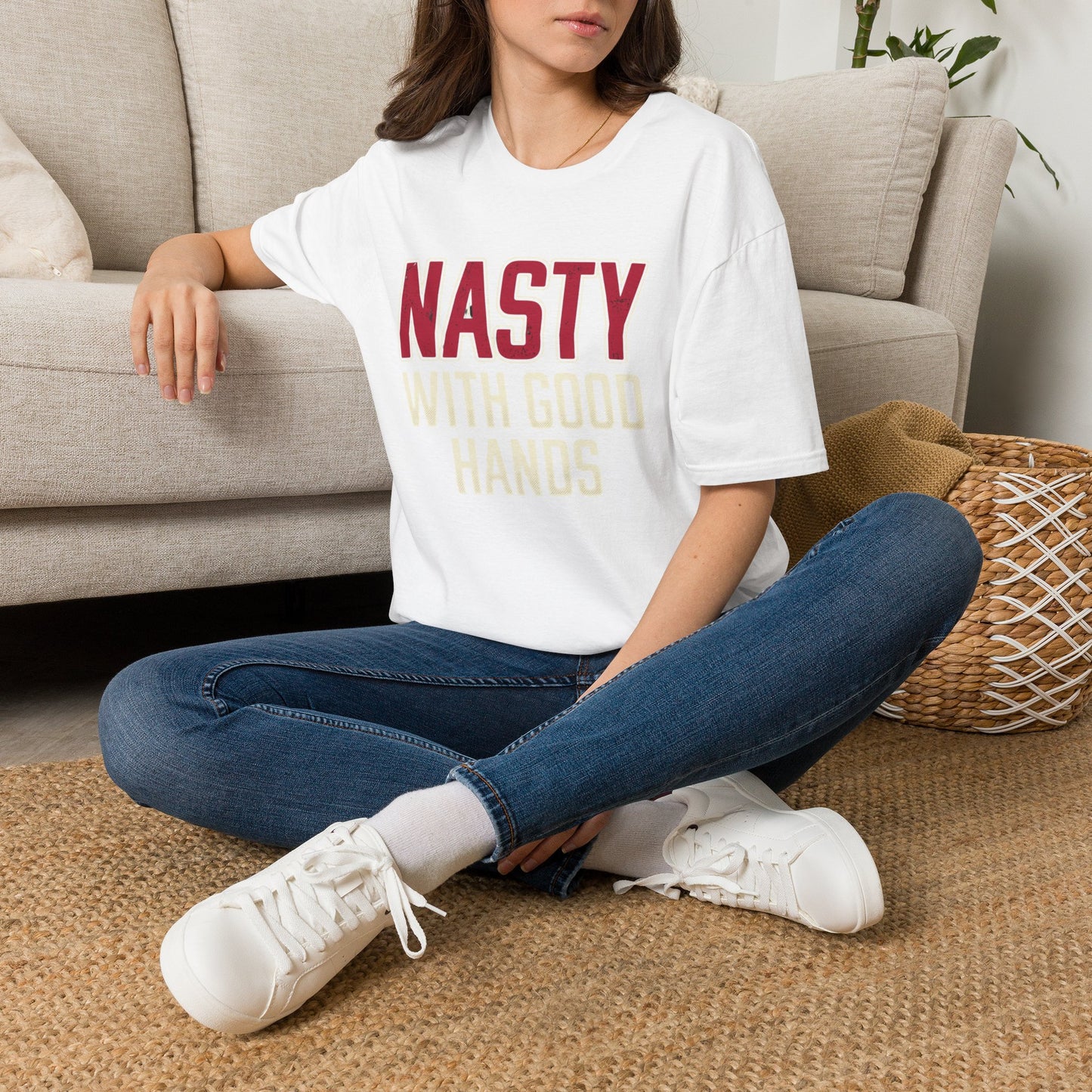 "NASTY With Good Hands" Bold Lettering Graphic Tee