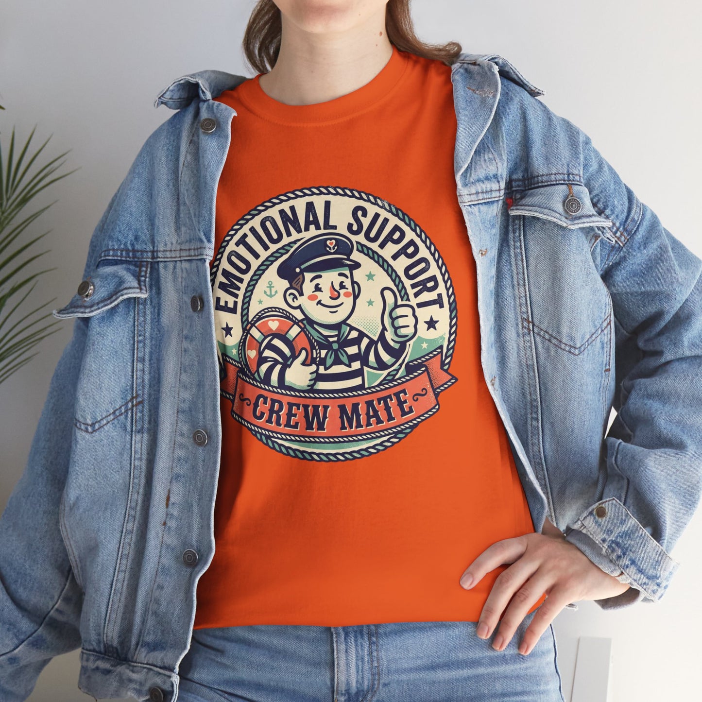 Emotional Support Crew Mate T‑Shirt — Retro Nautical Crewmate Tee Printify
