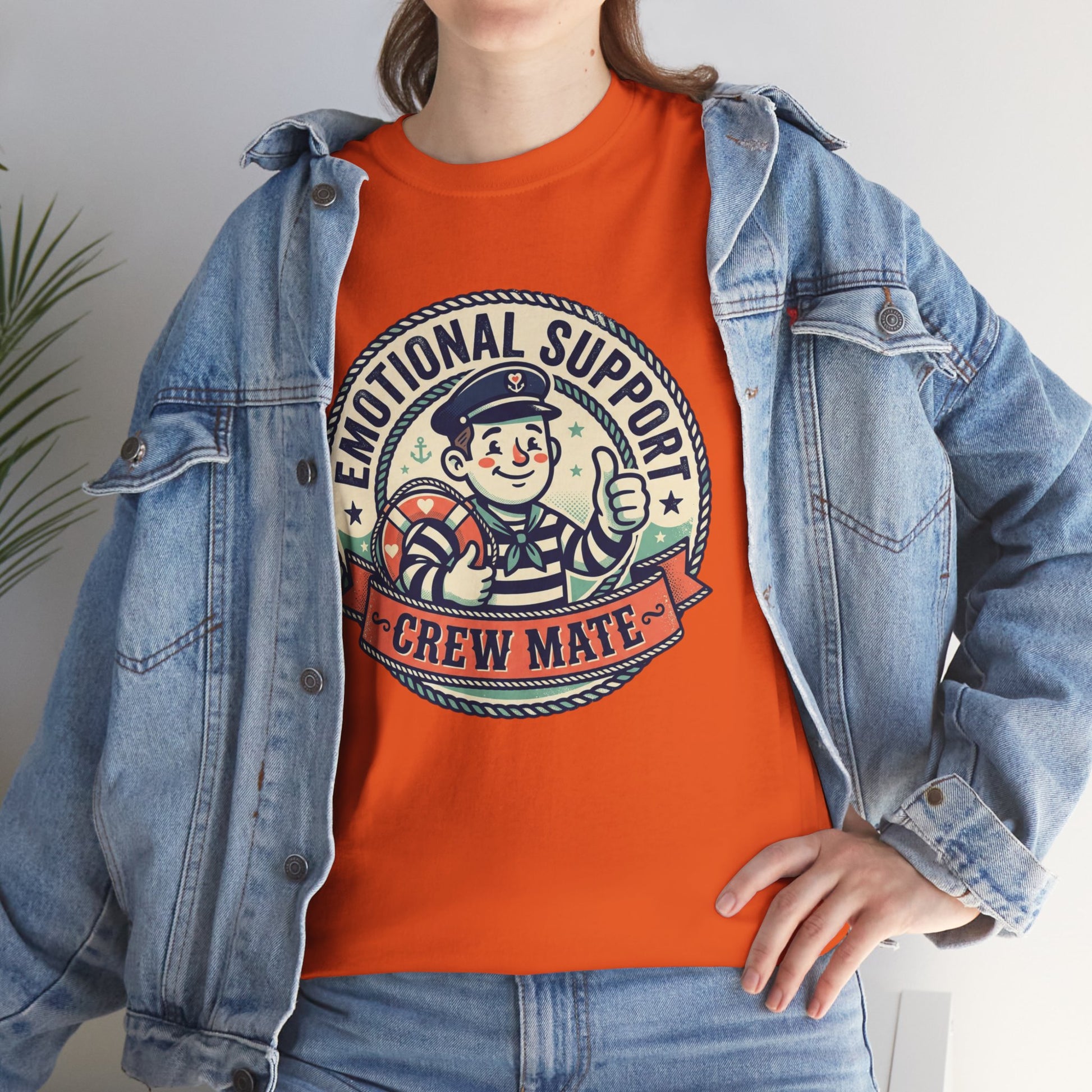 Emotional Support Crew Mate T‑Shirt — Retro Nautical Crewmate Tee Printify