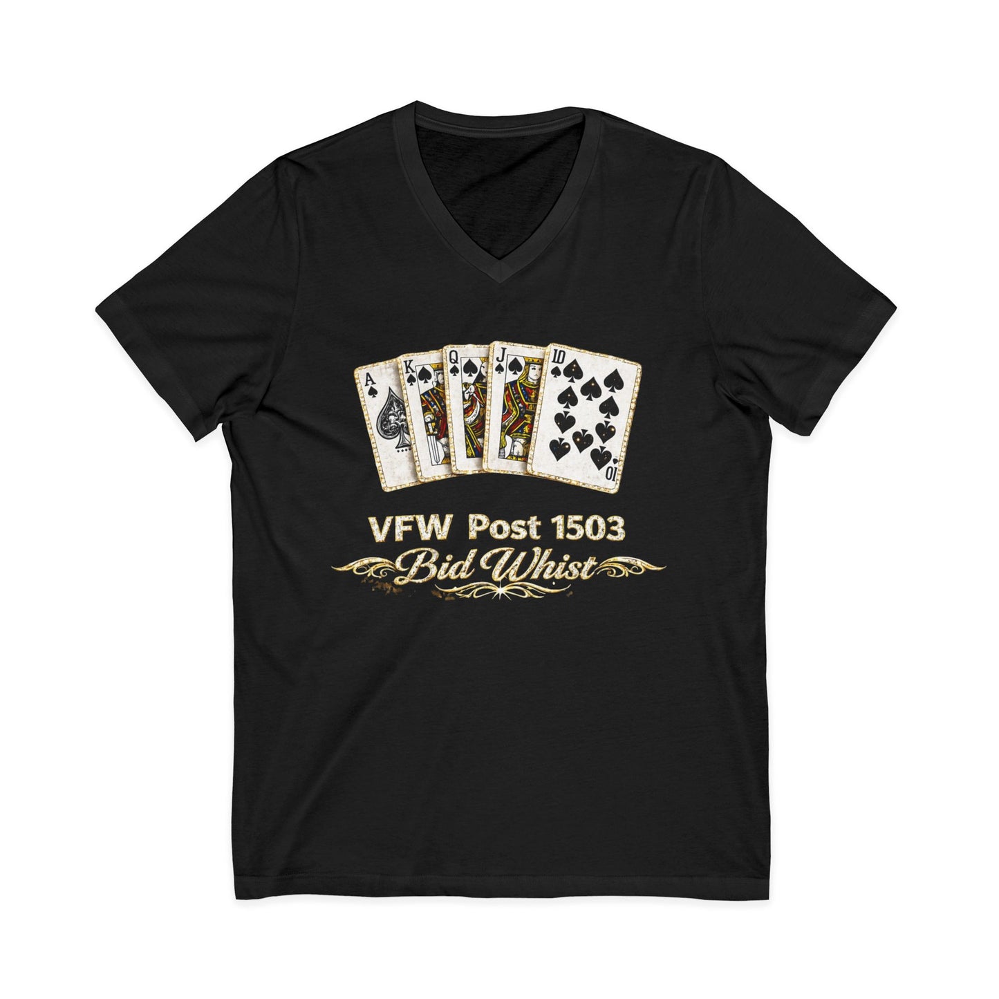 VFW Post 1106 'Bad Beats' Poker Card V-Neck Tee