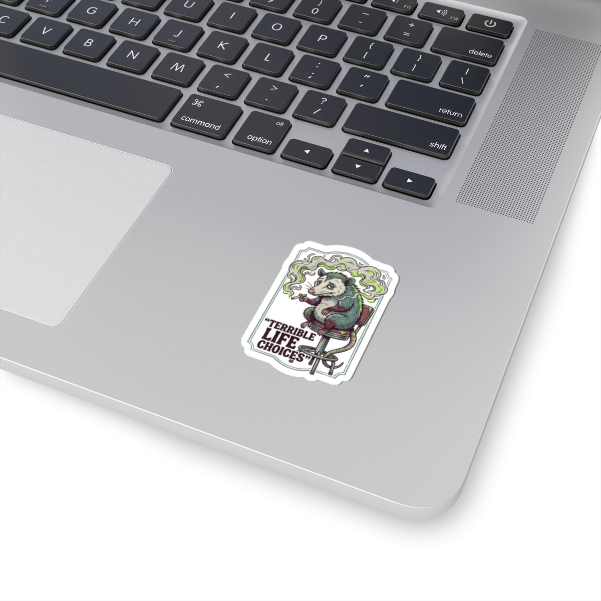 Terrible Life Choices Possum Sticker | absurdist, edgy smoking animal