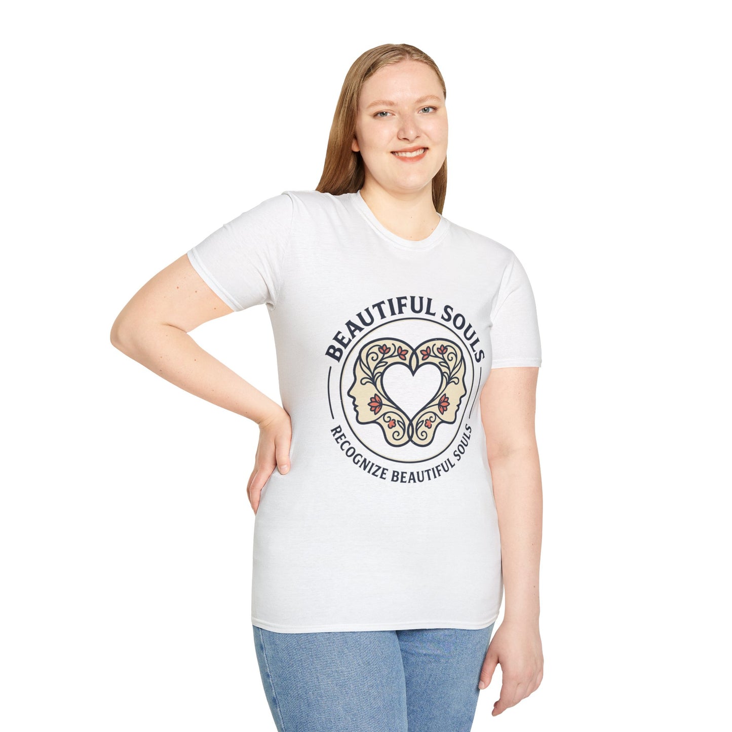 Beautiful Souls Graphic T-Shirt — "Beautiful Souls" Heart Floral Tee
