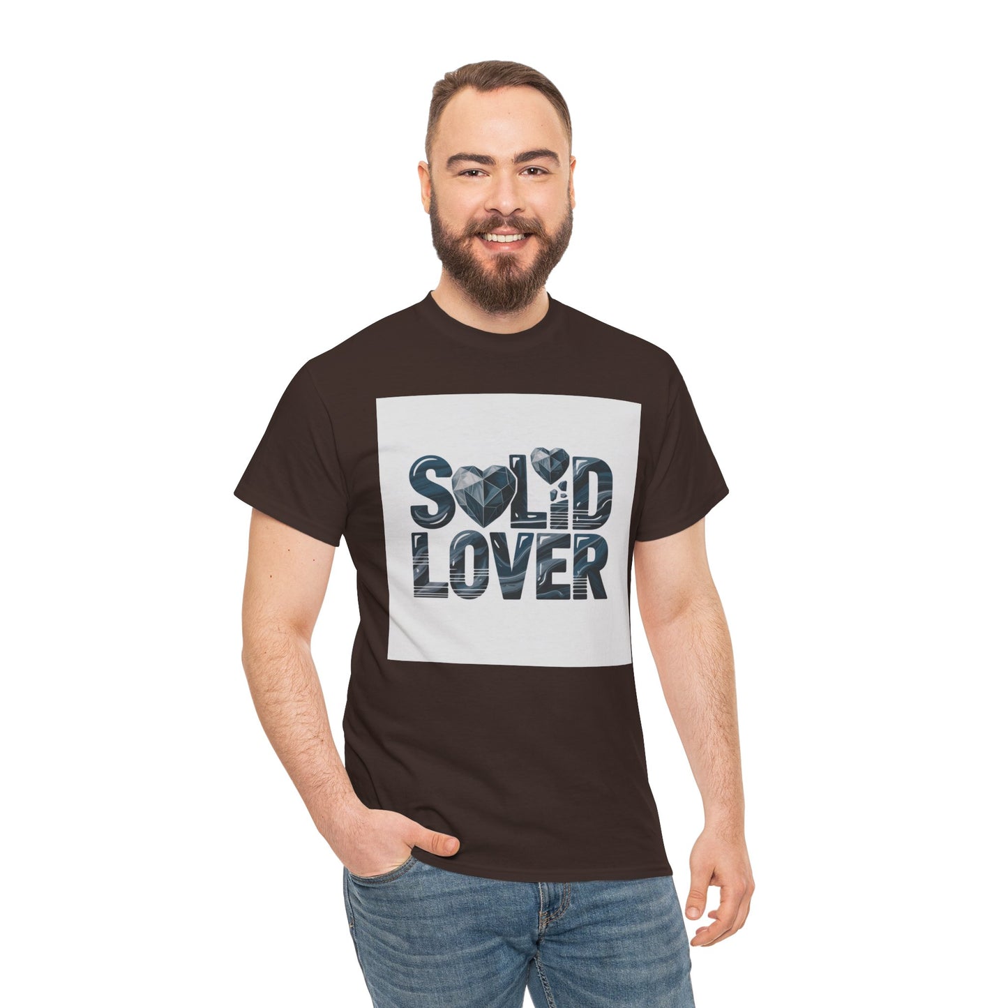 Solid Lover T‑Shirt — Bold Heart Typography Tee for Couples & Romance