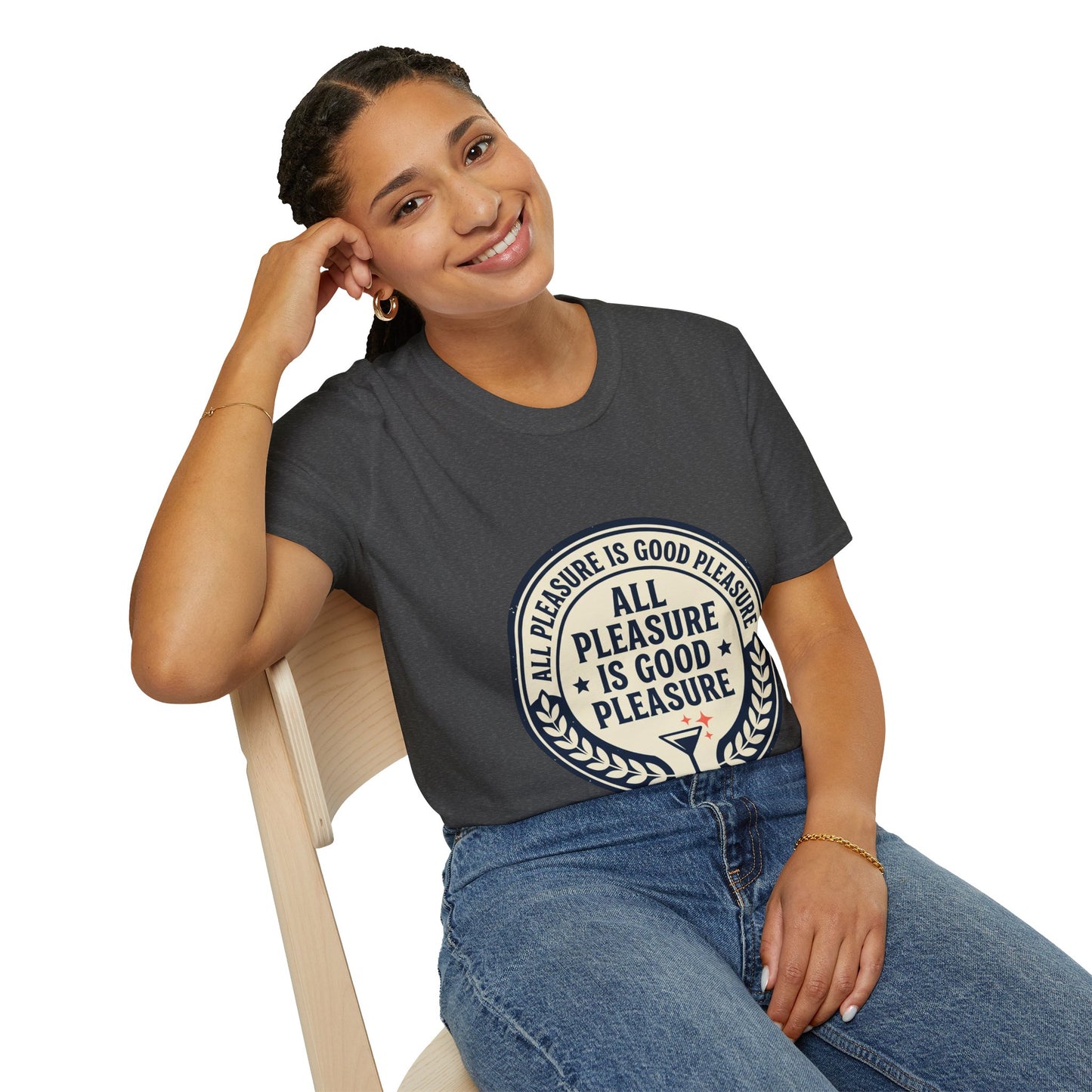 "All Pleasure Is Good Pleasure" Vintage Badge Tee