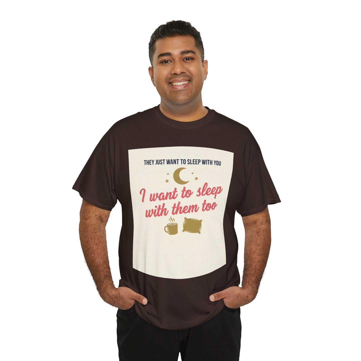 Sleepy Cats T-Shirt — "I Want to Sleep with Them Too" Cute Nighttime Pet Tee