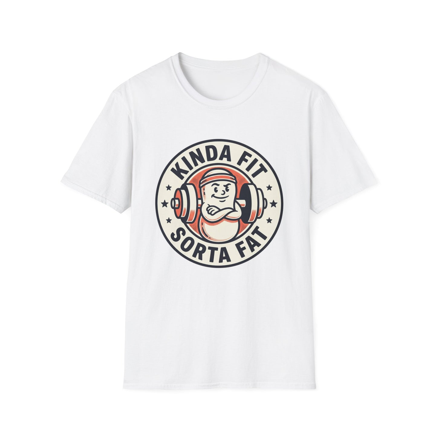 Kinda Fit Sorta Fat Funny Gym T-Shirt — Humorous Weightlifting Tee