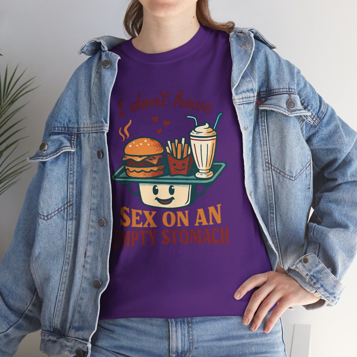 "I Don't Have Sex on an Empty Stomach" Burger & Milkshake Funny T-Shirt