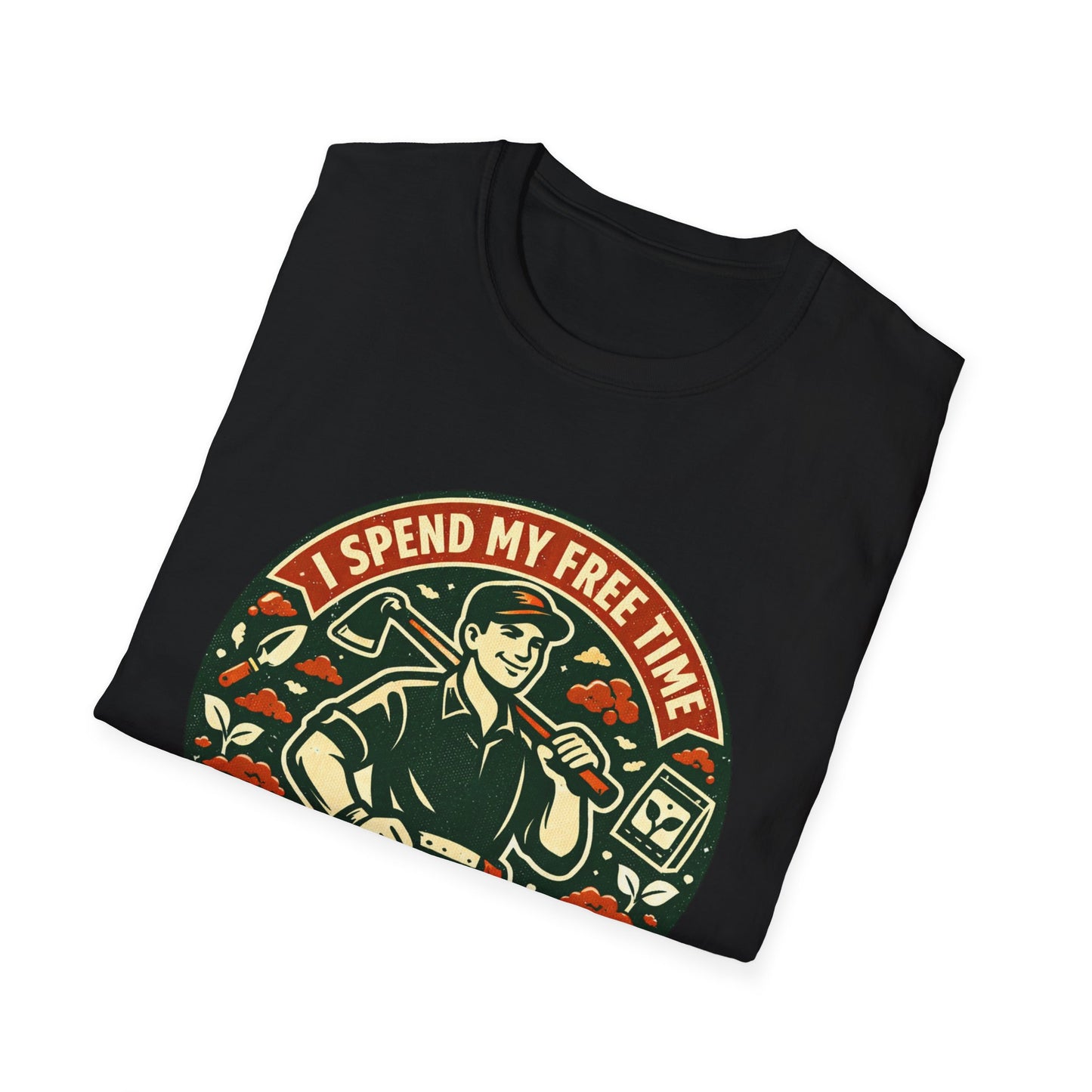 Gardener T-Shirt — “I Spend My Free Time With Hoes & Dirt Bags” Retro Gardening Tee