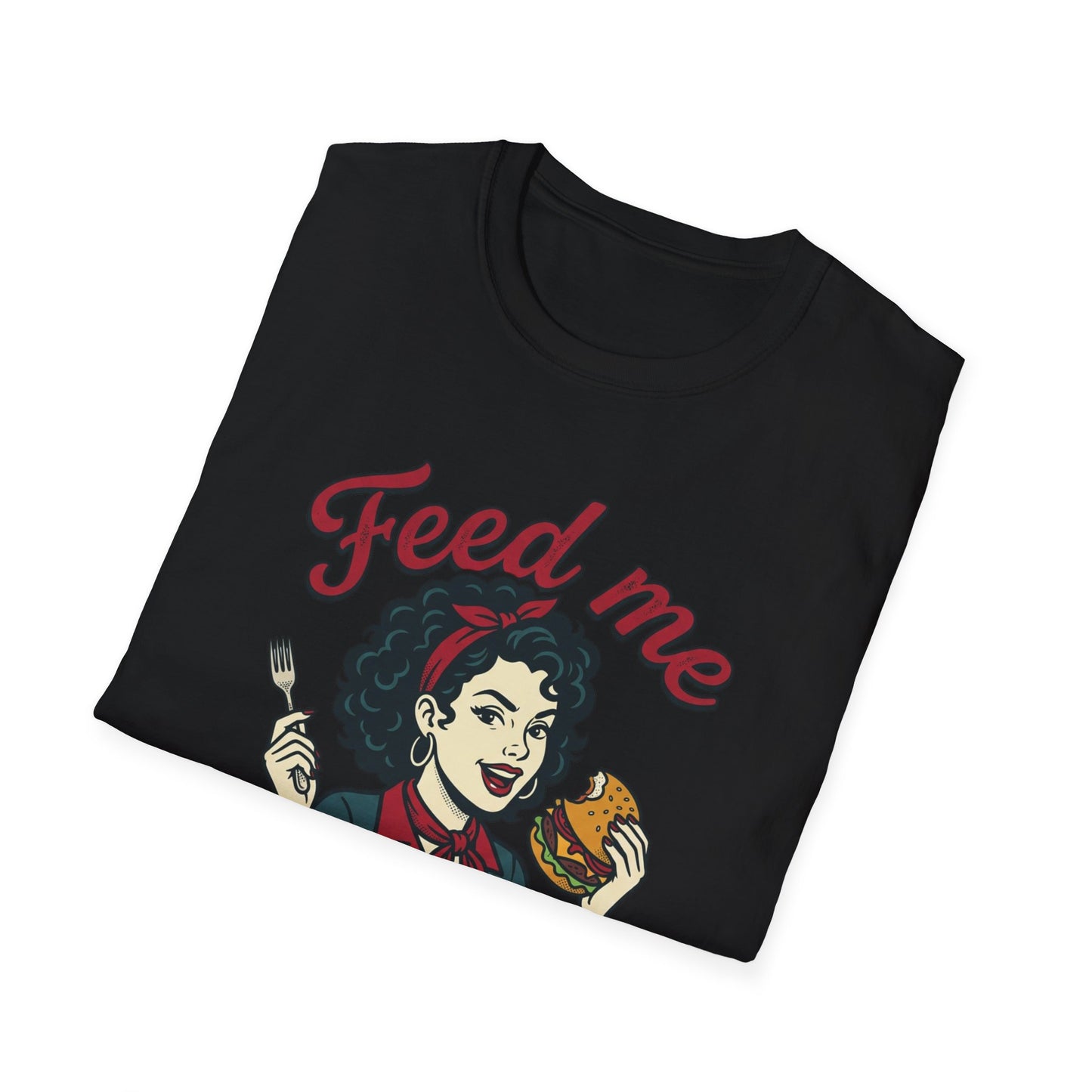 Feed Me Eat Me T-Shirt — Retro Pinup Burger Graphic Tee Printify